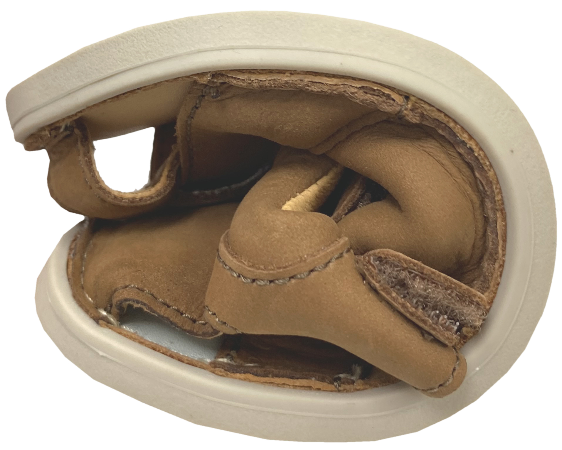 Riemchensandale / Barfuß Halbsandale aus Leder in Schokobraun Zehen & Fersenschutz von D.D.Step Barefoot