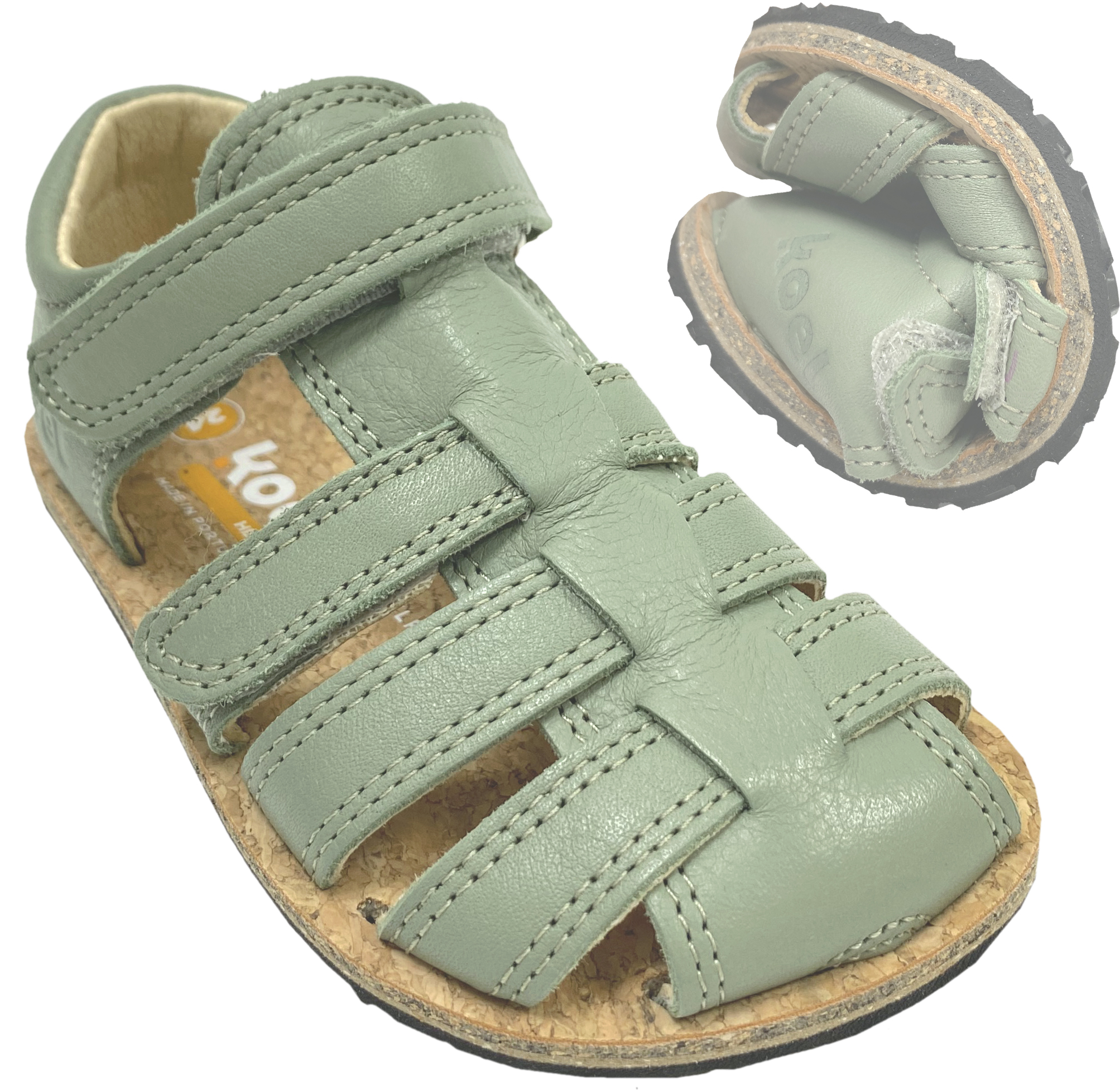 Barfußschuhe / Römersandale Zehen & Fersenschutz, Nappa Leder ARIN in Olive von KOEL 24M008.101