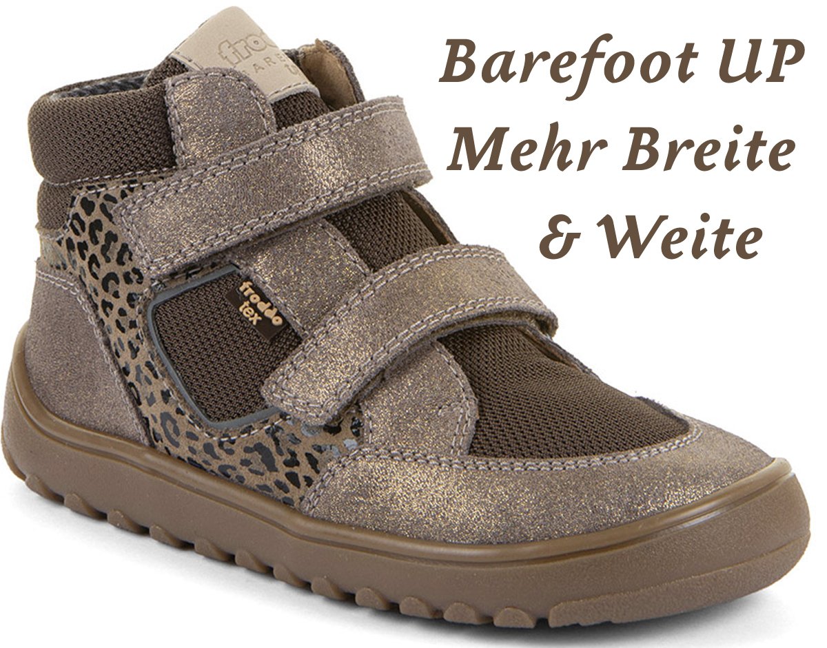 Leder Minimalschuh, Mesh + TEX Membran in Beige Glitzer Leo  *FRODDO Barefoot UP Hill TEX* G3110281