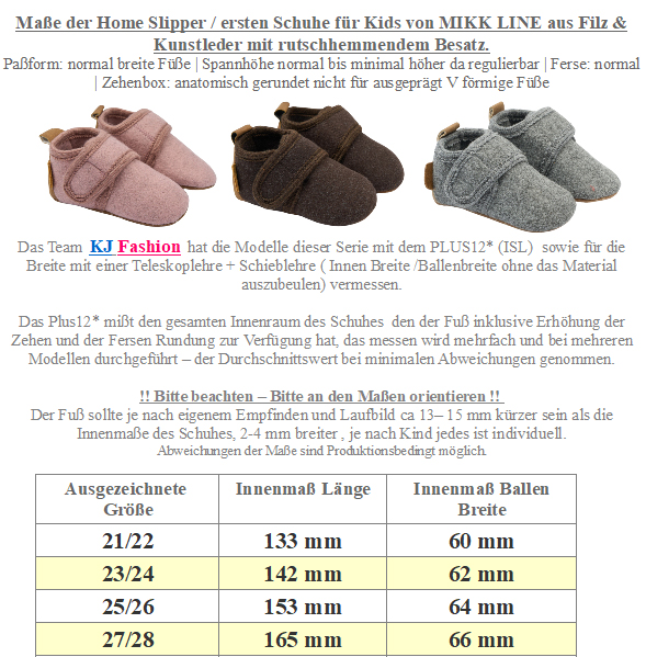 Softe Lauflernschuhe / Hausschuhe aus Filz + Kunstledersohle mit Klett von MIKK LINE in Light Grey Mel.