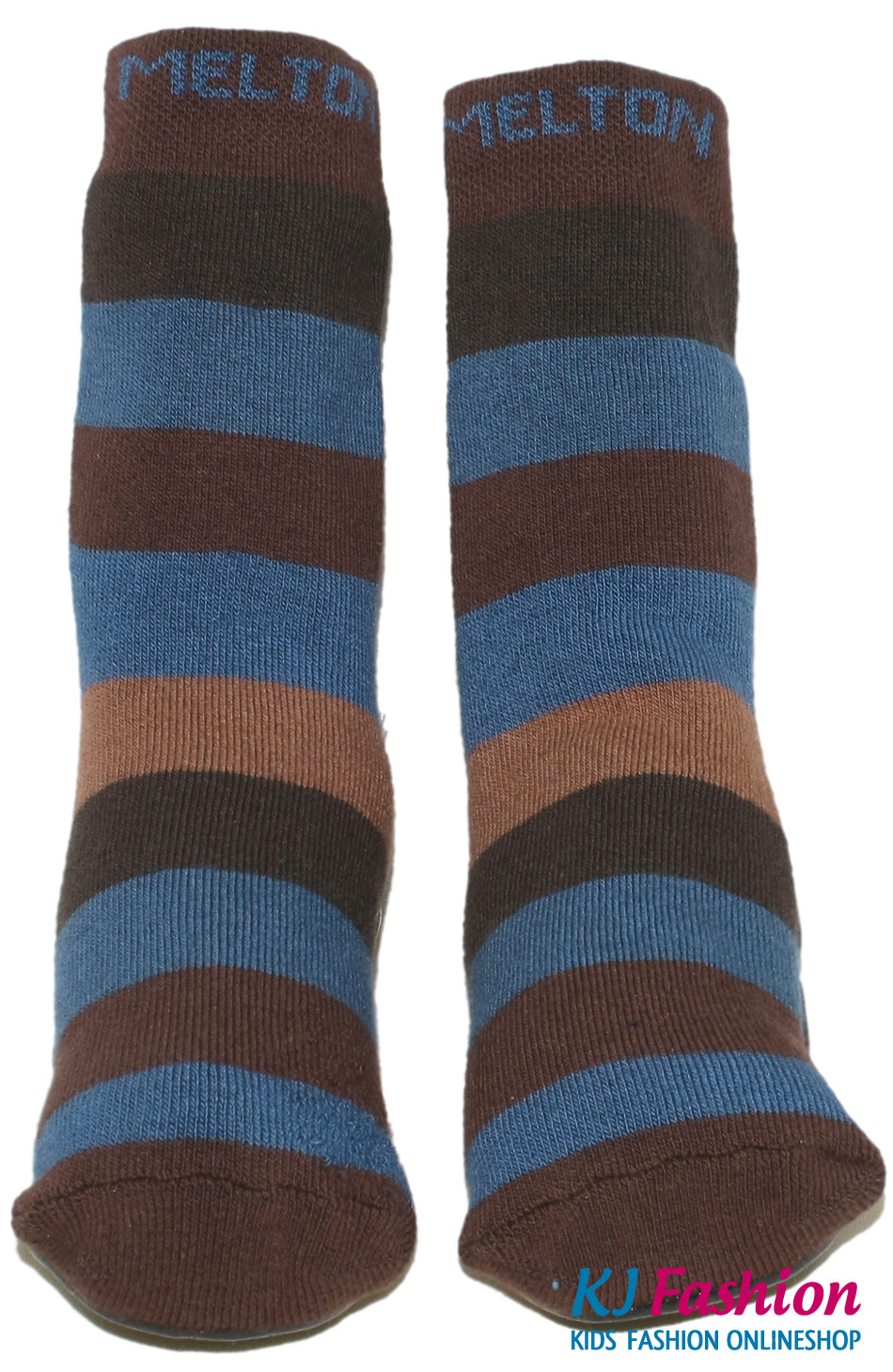 Stoppersocken aus BW Vollfrottee von MELTON * Stripe Braun / Blau Töne * 210023-475