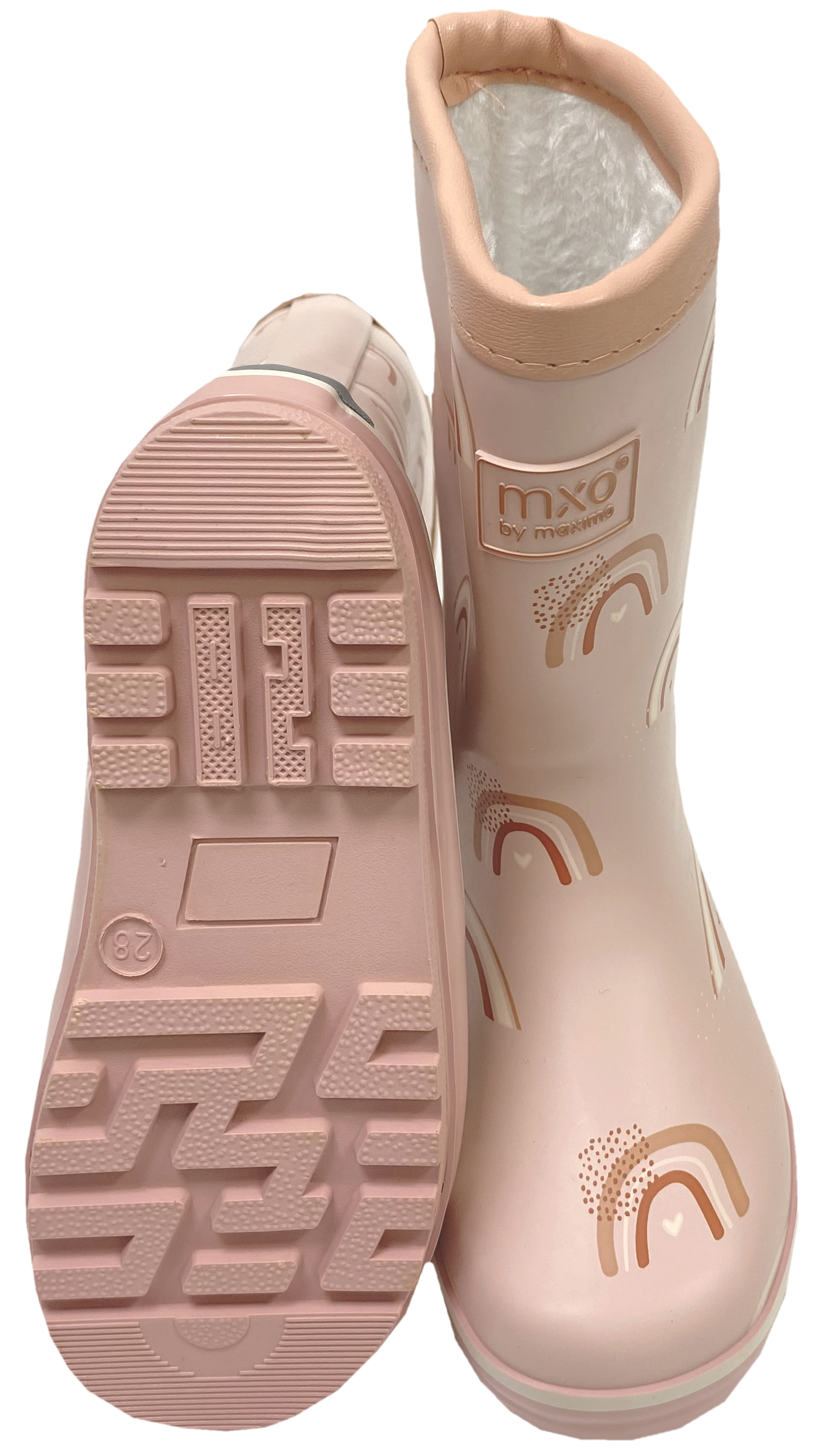 Gummistiefel Mittelschaft o.Stulpe + Warmfutter in  Pastell Rosa Regenbogen von MAXIMO 135365
