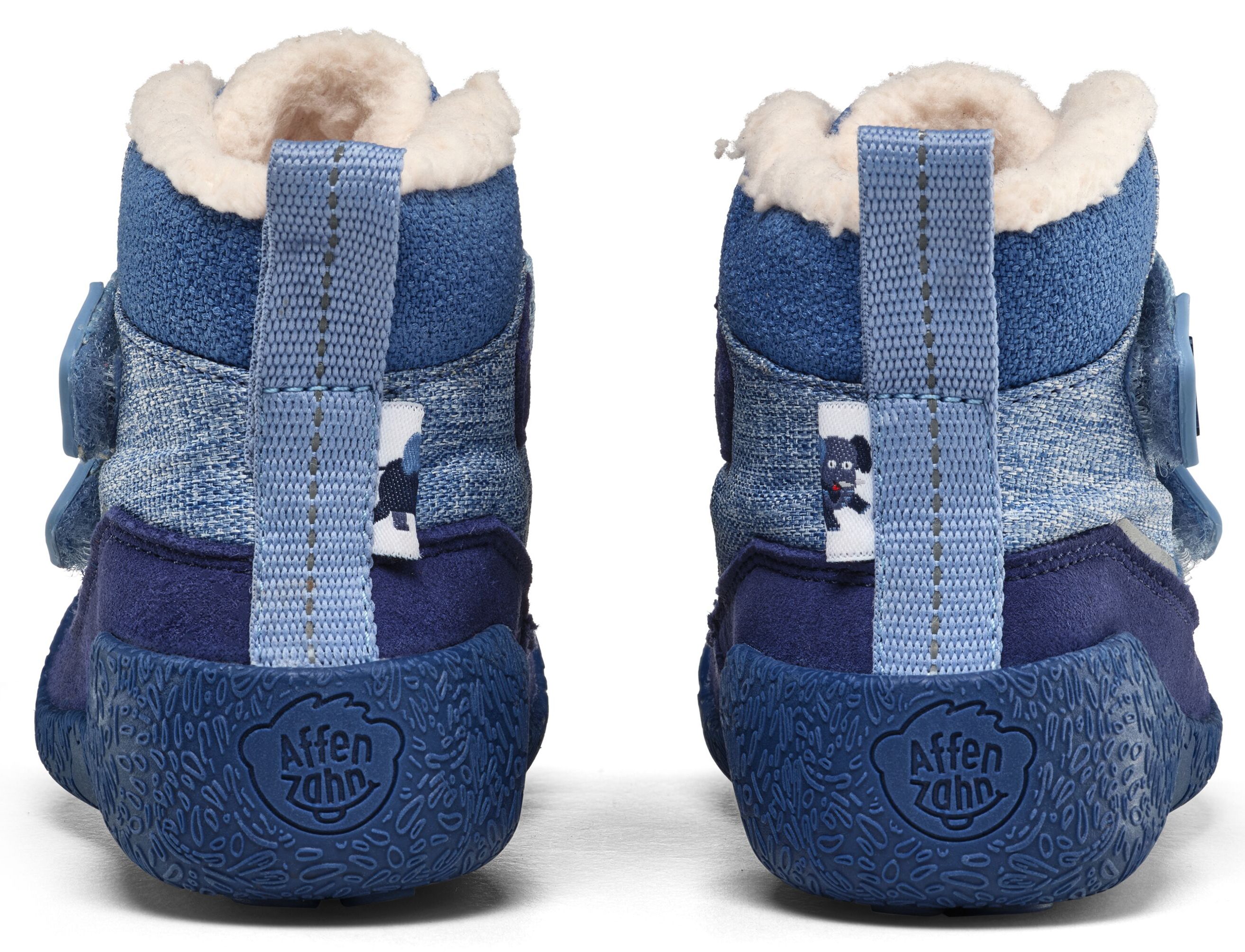 Veganer Midboot  SNUGGY mit Winterfutter von AFFENZAHN in Blau Motiv Elephant