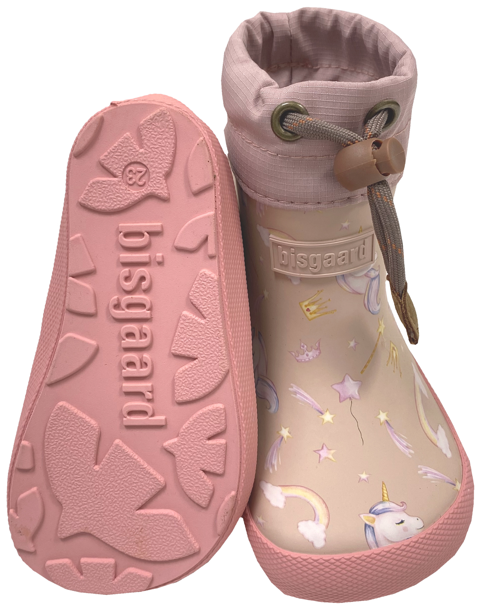 Kurze Thermo Barfuß Gummistiefel Winterfutter von BISGAARD in Rose Einhorn 92023