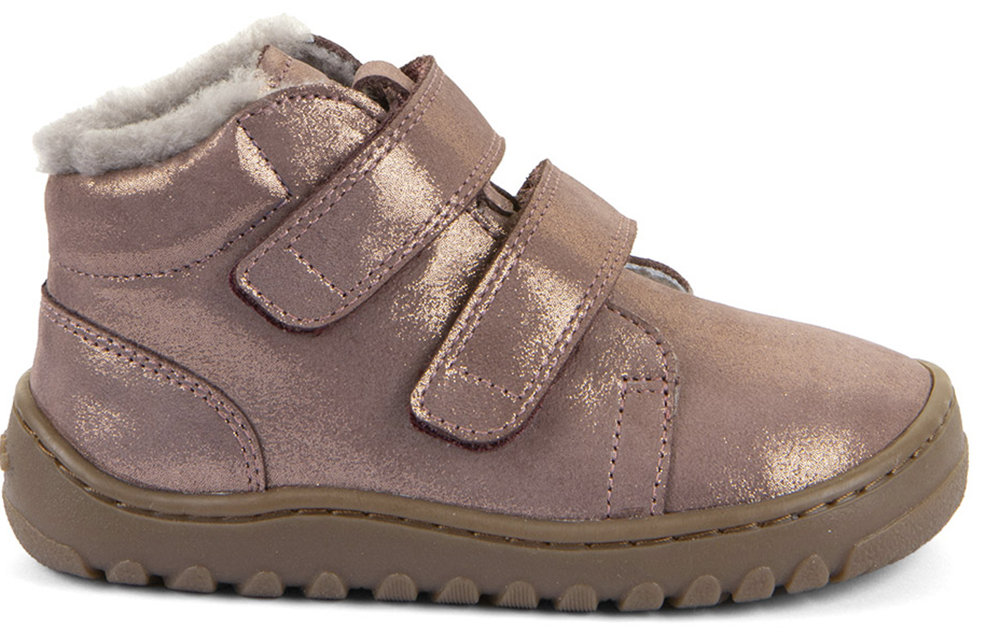 Lammfell gefütterte Lederschuhe Barfußschuhe von FRODDO Barefoot UP Furry in Pink Gold Glitzer G3110287