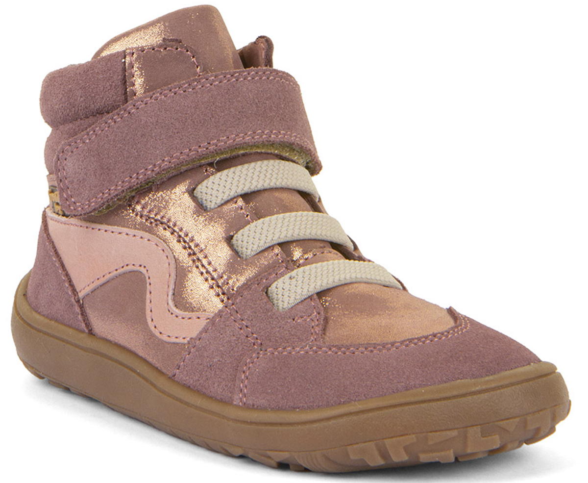 Halbhohe Barfußschuhe, Leder +TEX Mem. +Textil Inlay Rosa Gold Glitzer FRODDO G3110265