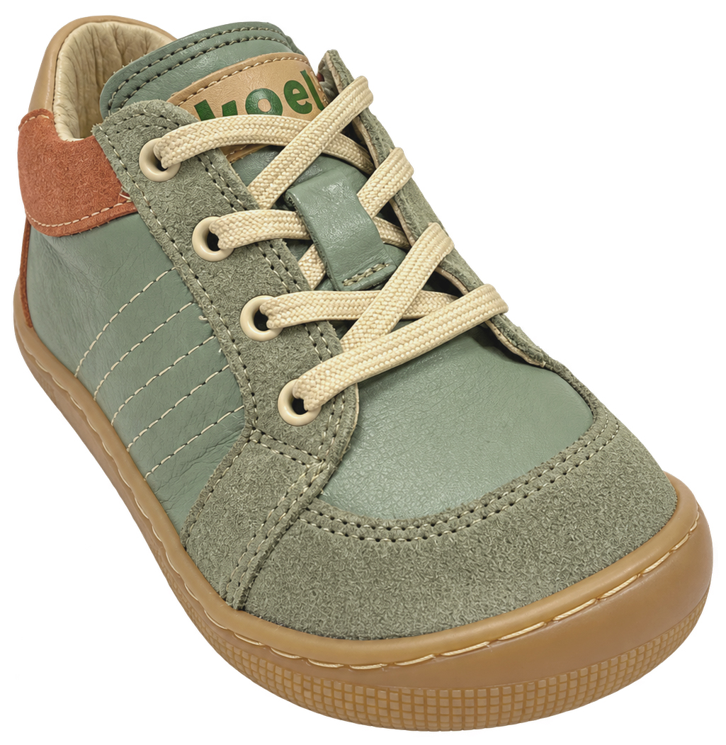 Barfußschuhe halbhoch aus Leder zum schnüren von KOEL Barefoot * DION in Olive 07M065.101