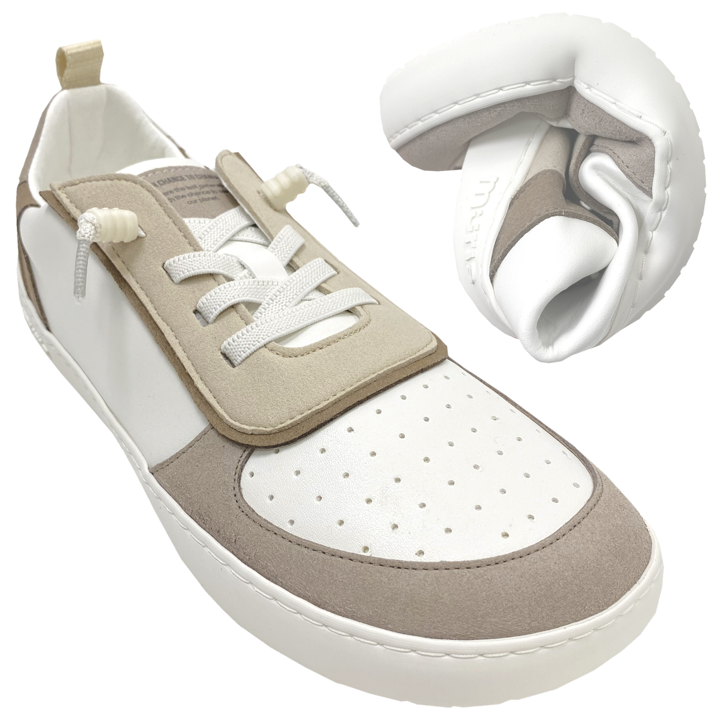 Sportlich schicke vegane Barfuß Sneaker NUUK Adult in Taupe / Beige / Weiß von MURIS