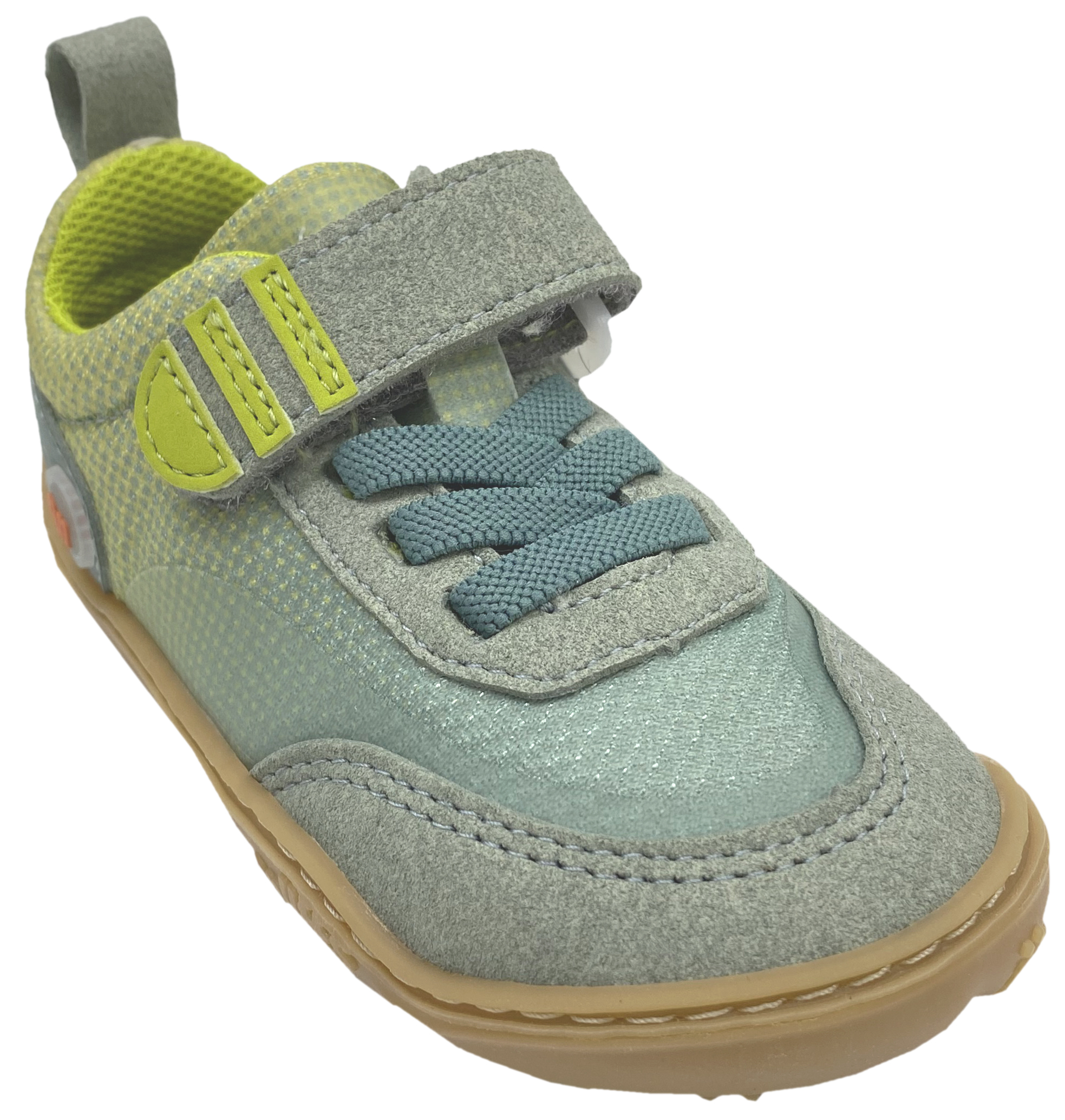 Vegane Barfuß Sneaker mit Klett & Zierschnürung von QNUFFS by Ricosta  *Fichte* in River Grün