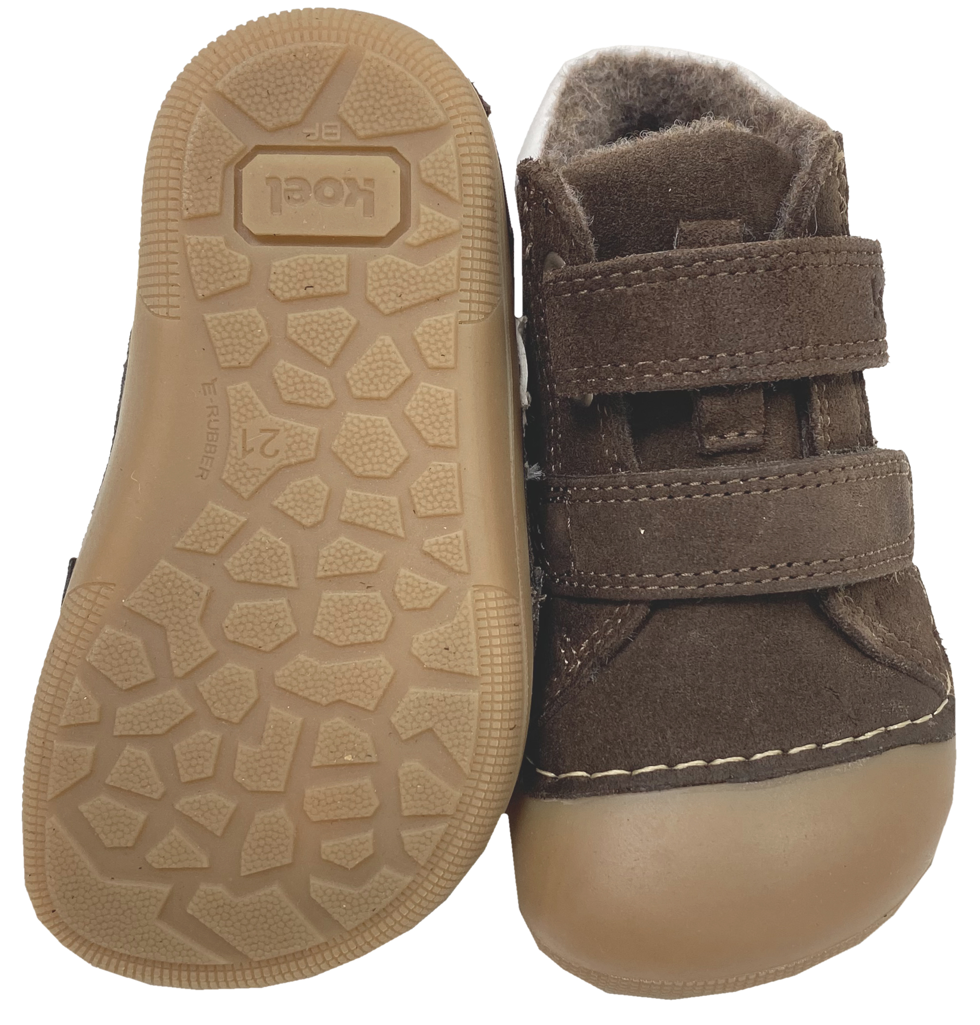 Knautschige Barfußschuhe AUSTIN in Schokobraun Suedeleder & Wollfutter KOEL Barefoot  09M017.305