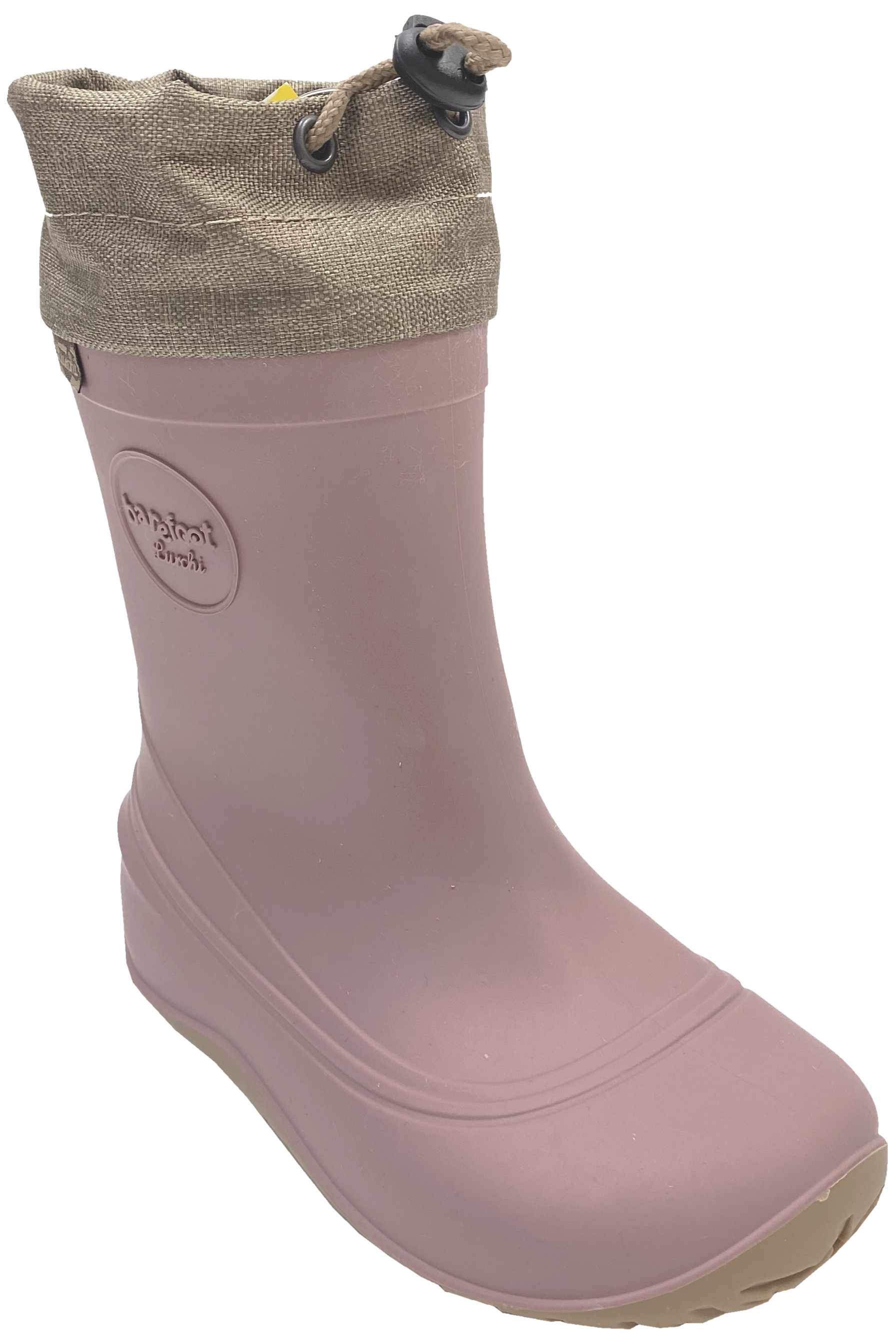 Ultra leichter Barfuß Gummistiefel Winterfutter, Kordelstopper am Kragen von LURCHI PICO Barefoot in Rose