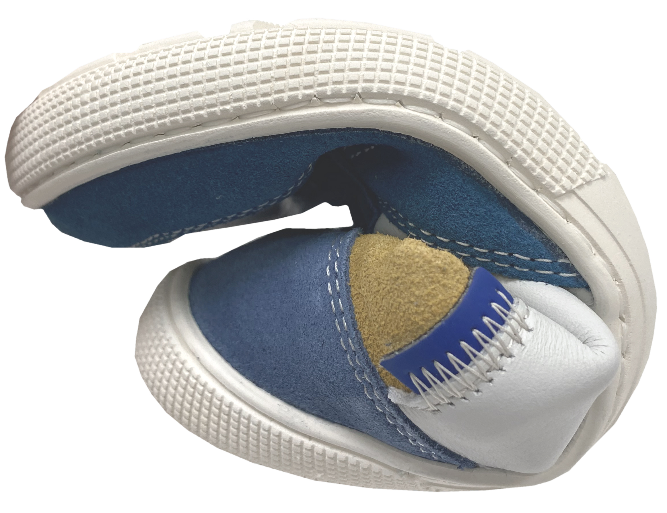 Low Top Leder Sneaker in Weiß / Gelb/ Blau Zipper & Schnürung KOEL *DATE Suede * 08M020.101