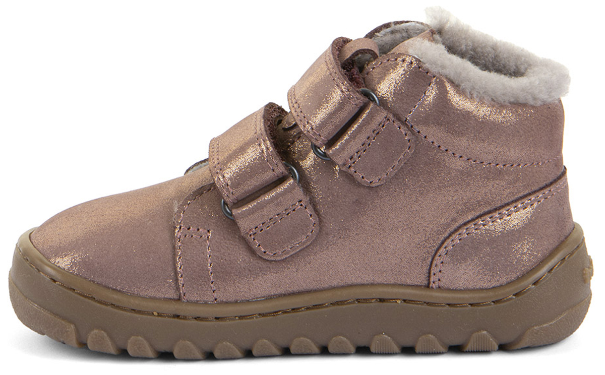 Lammfell gefütterte Lederschuhe Barfußschuhe von FRODDO Barefoot UP Furry in Pink Gold Glitzer G3110287