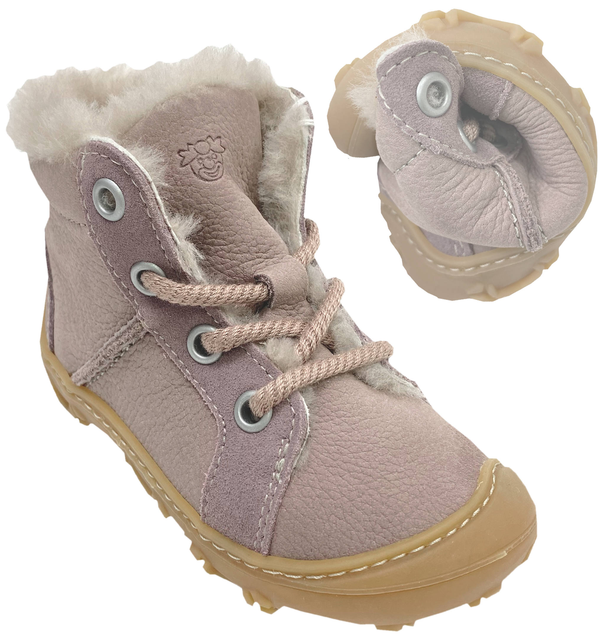 Leder Stiefel, Lammfell Futter Matt Rose /Viola v. PEPINO by RICOSTA Barefoot ELIA