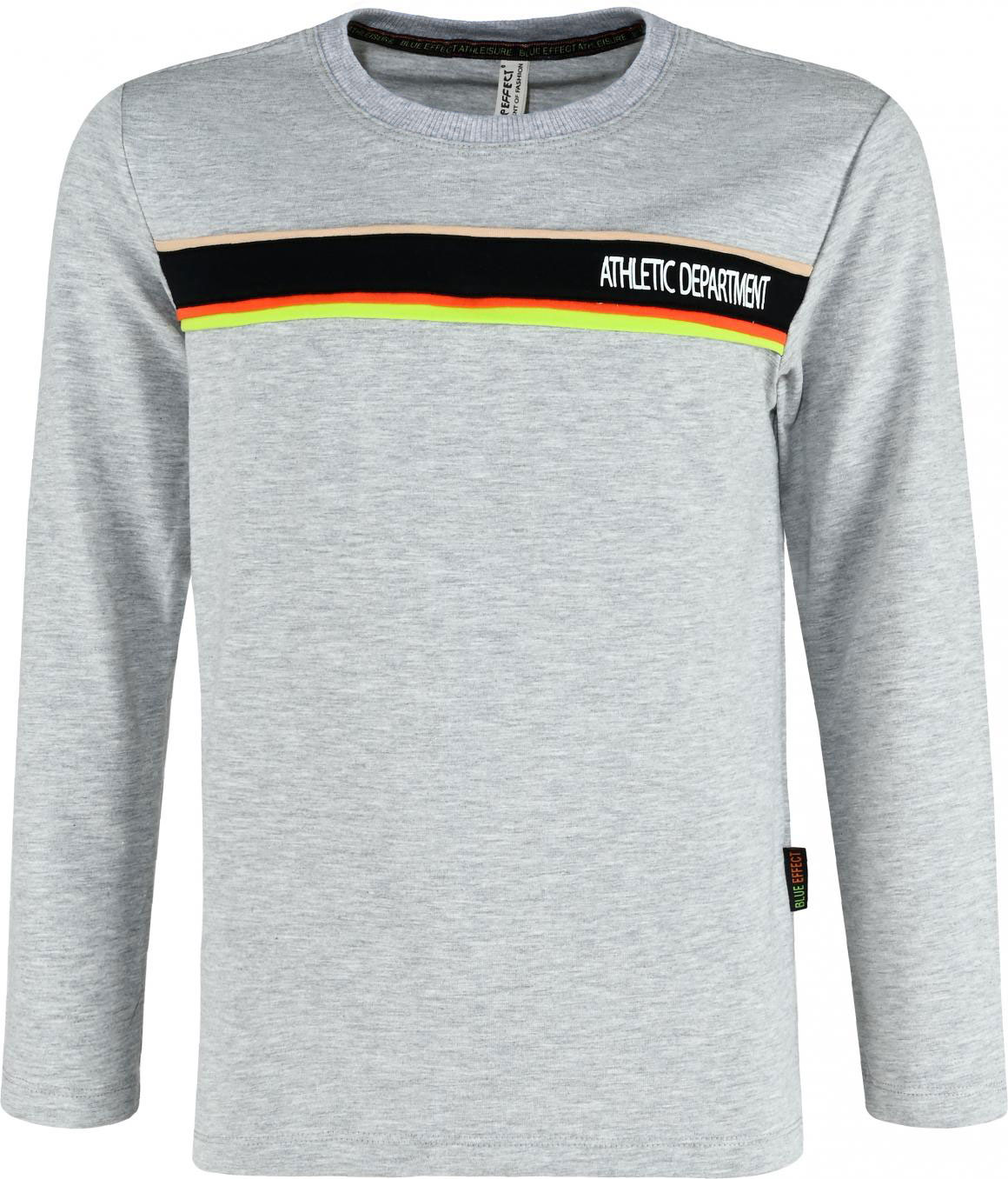 Lässiges LA Shirt in Grau Melange mit 3D Streifen & Schrift Print von BLUE EFFECT  6174