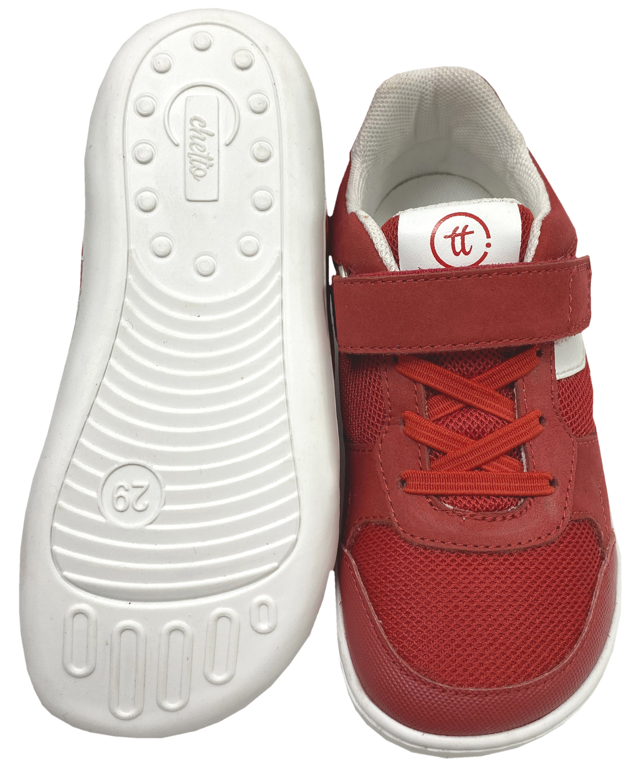 Barfuß-Sneaker in Rot + Weißer Streifen, Non-Marking Sohle, CHETTO Barefoot