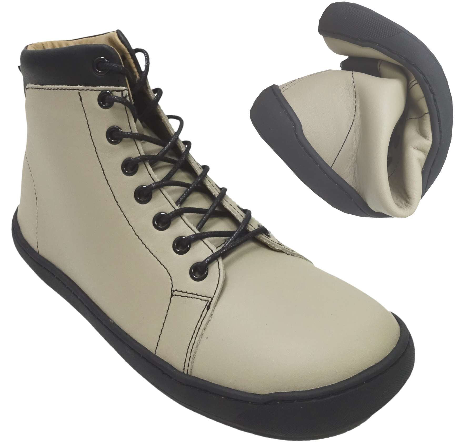 Schicke Stiefelette / Boots, Barfußschuhe aus Glattleder in Beige von BLIFESTYLE loudStyle
