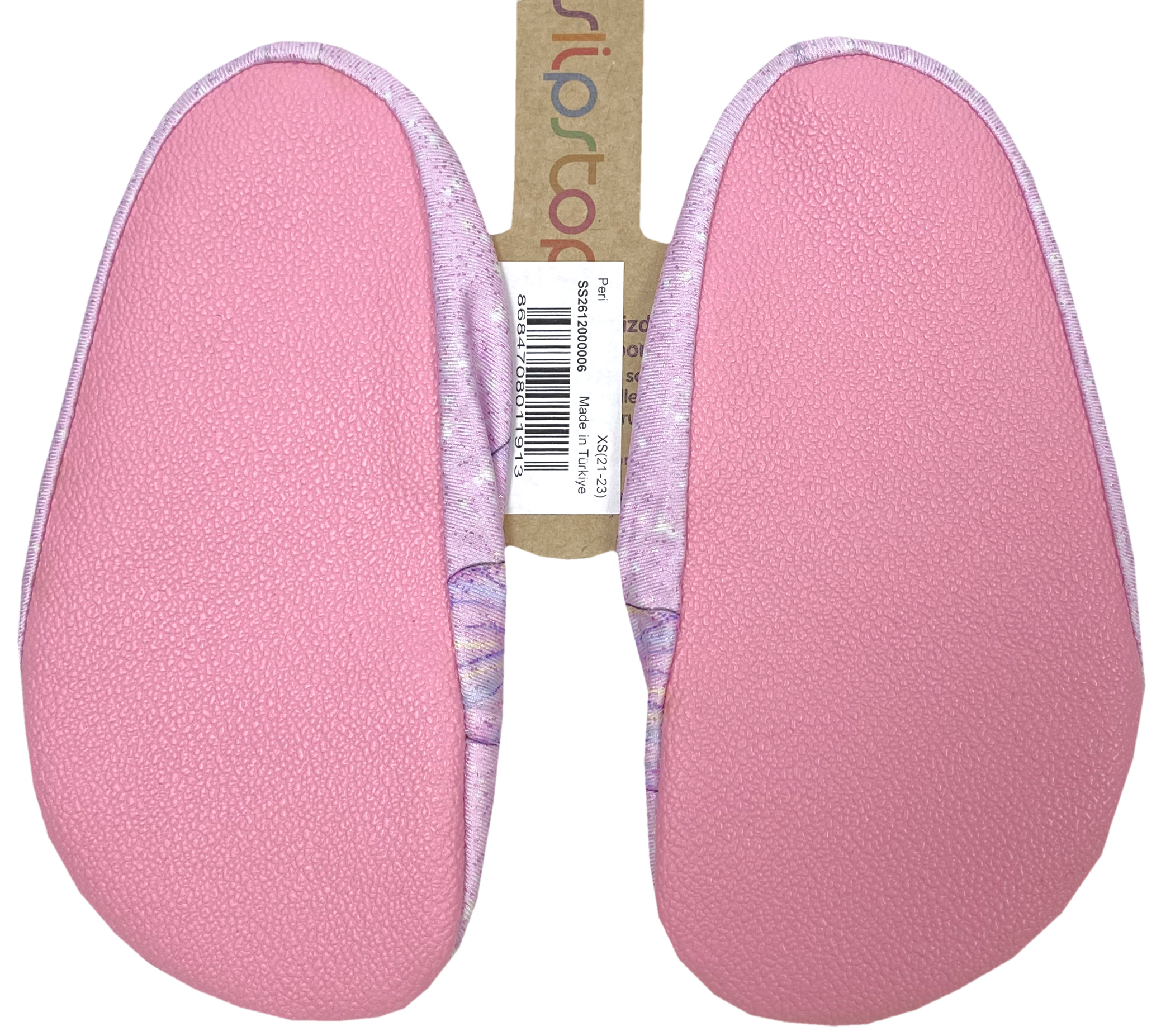 Slip Stop Badeschuhe / Turnschläppchen Barfußschuhe * Peri / Schmetterling auf Rosa Glitter *