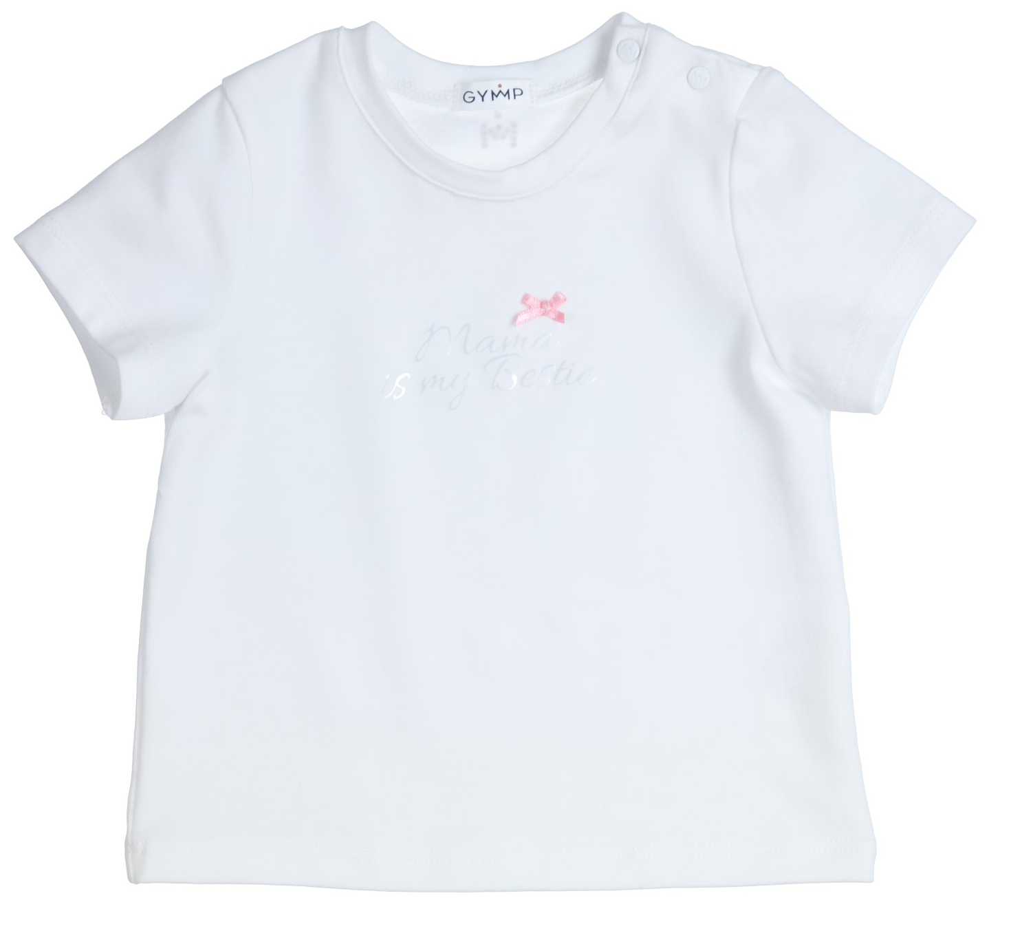 Süßes Weißes T-Shirt BIO BW Jersey mit silbernem Schriftzug Mama is my Bestie von GYMP 2115-10