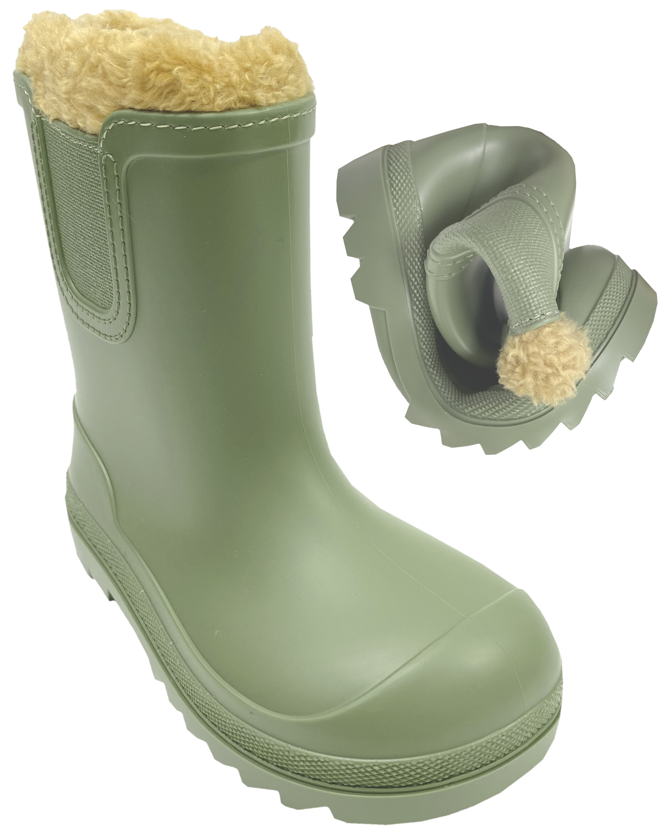 Leichte & flexible Barfußgummistiefel + Warmfutter von IGOR aus Spanien Verona in Verde Grün