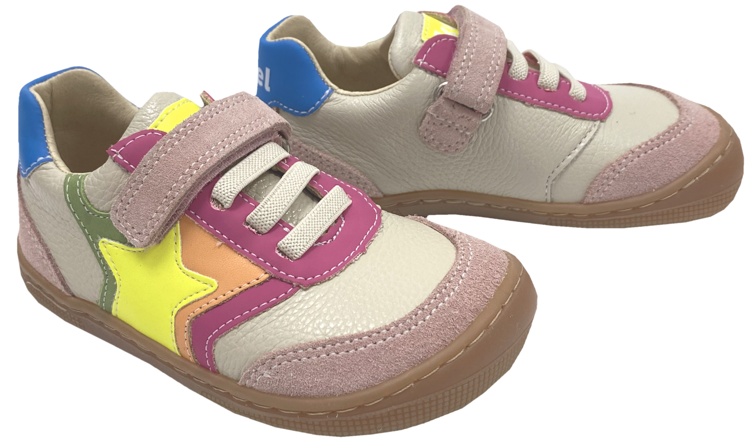 Low Top Leder Sneaker / Barfußschuhe mit Klett in Pink / Bunt *Denver Leather* von KOEL Barefoot