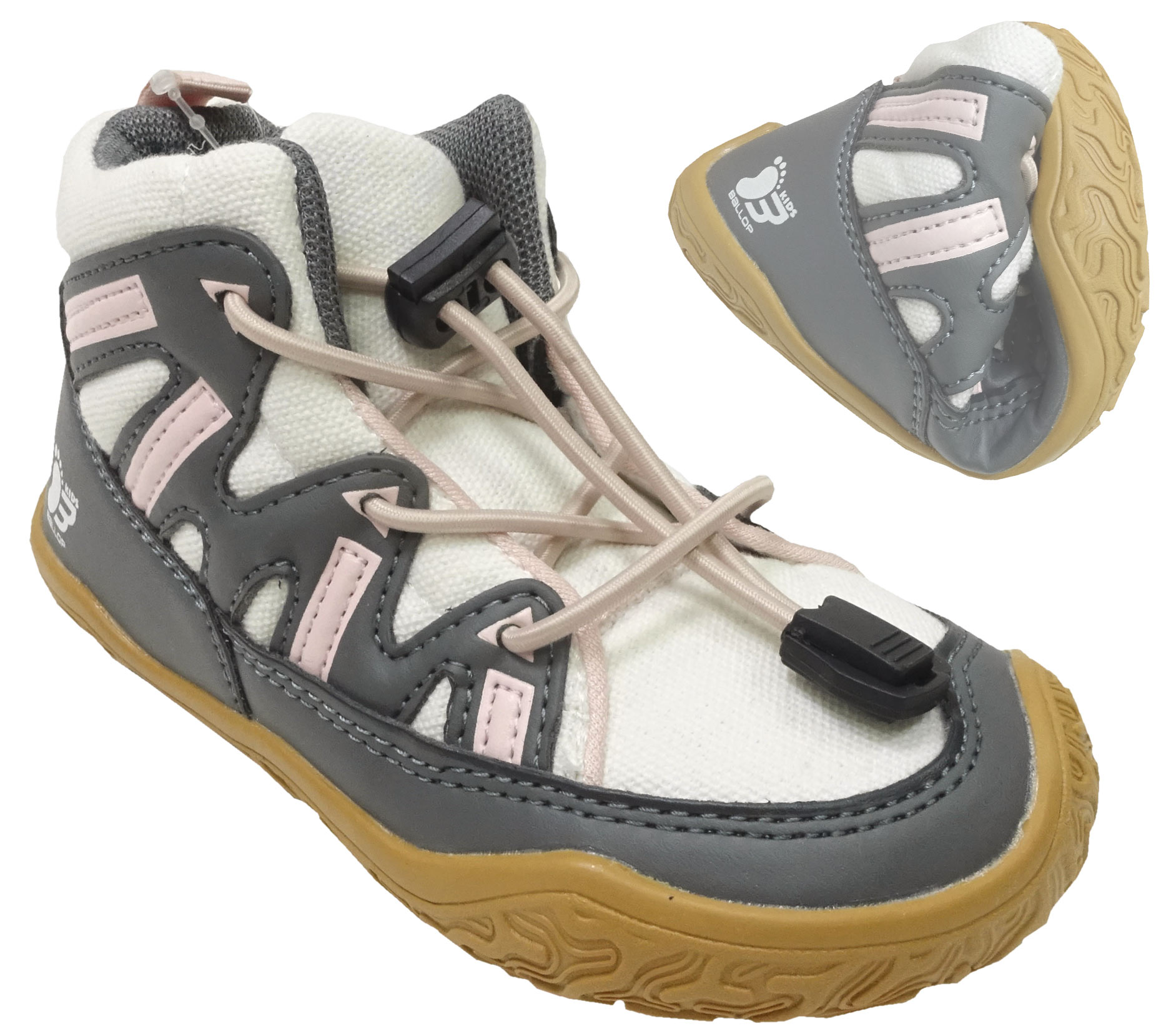 Sportlicher Mid Top Sneaker mit Elastikschnürung, Barfußschuhe von BALLOP Intense in Grau / Rosa