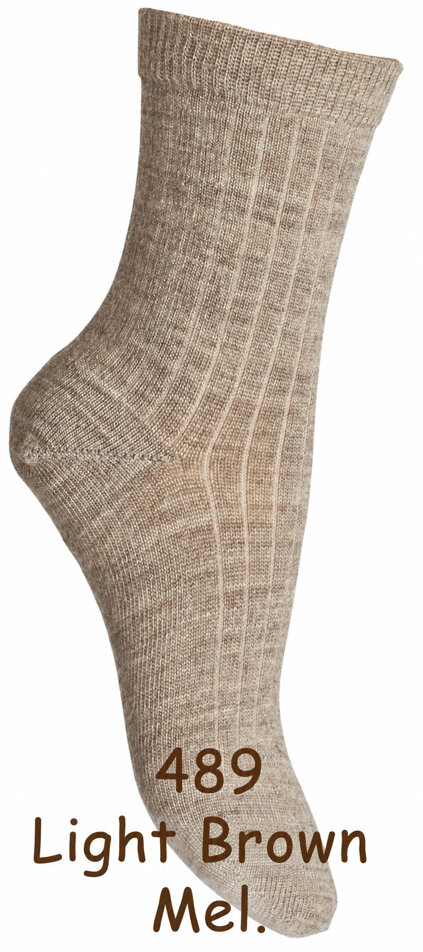 Dünne Wollsocke ~ mittlere Höhe~ aus Superwasch Soft Merino Wolle Artikel 718 in 489 Light Brown Mel.