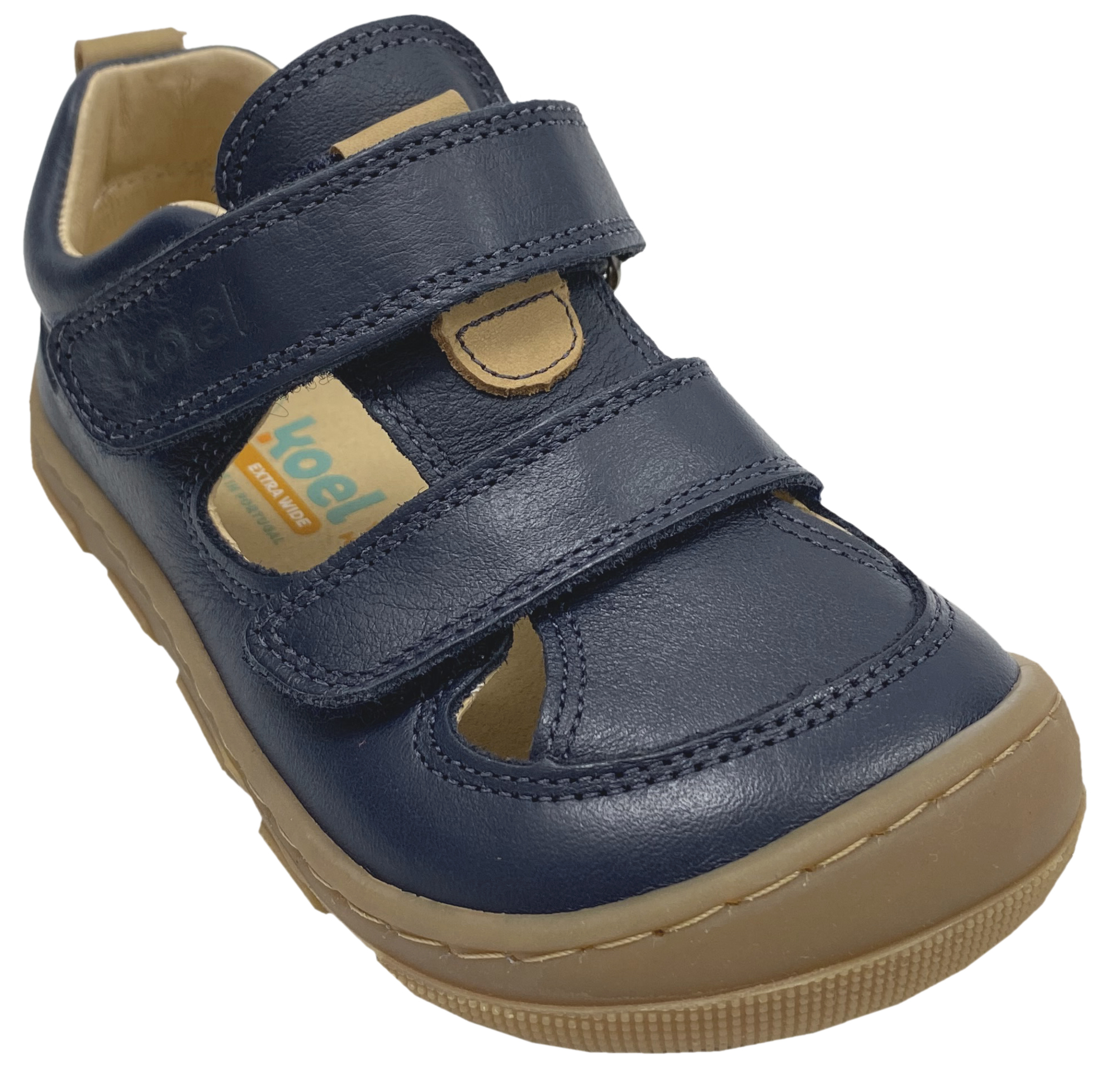 Halbsandale aus Leder / Barfußschuhe für kräftige Füße von KOEL * KATO * in DArk Blue 15W003.101