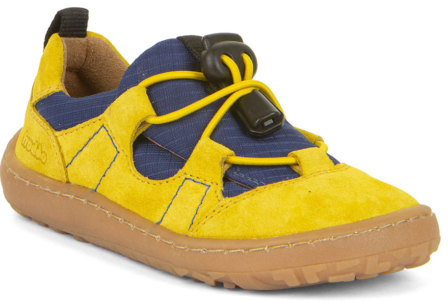 Barfußsneaker mit Elastiksenkel, Leder & Mesh Gelb / Kobalt FRODDO Barefoot Track G3130243-3