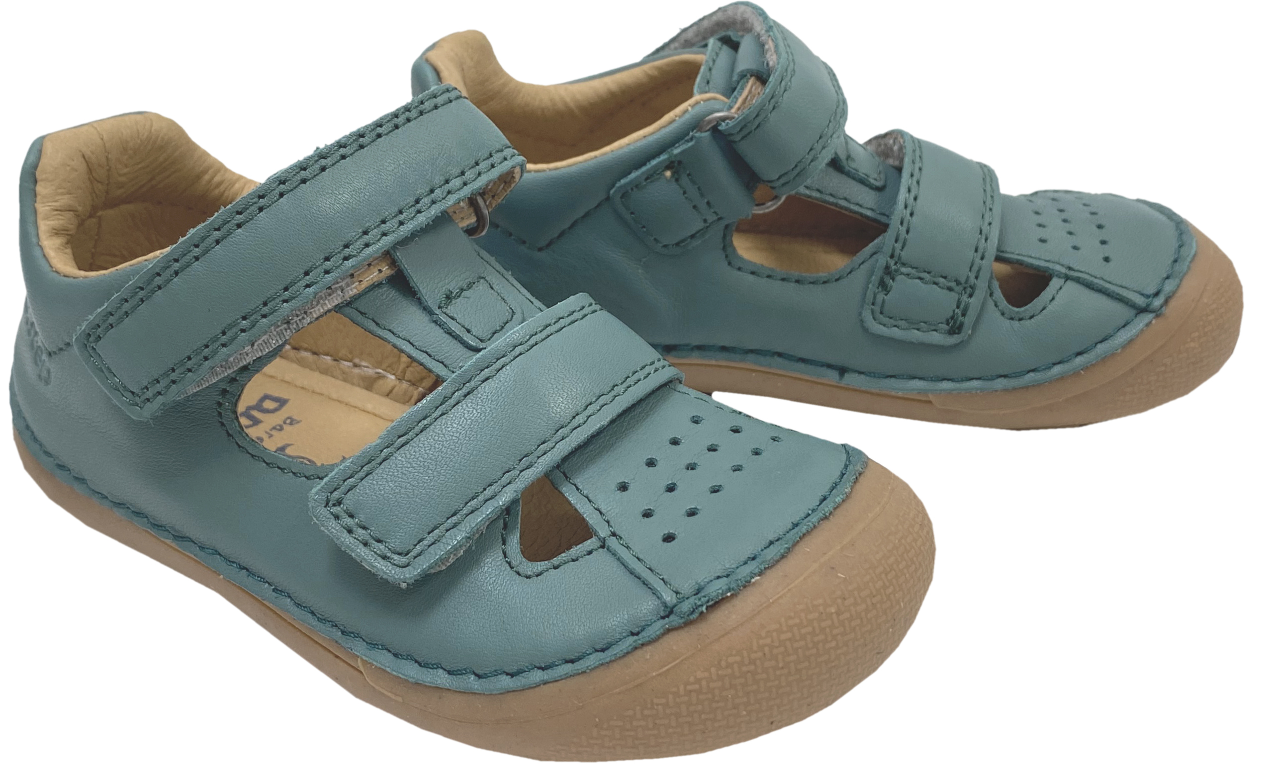 Knautschig weiche Halbsandalen aus Leder mit Minimalsohle in Emerald / Petrol von D.D.Step Barefoot 61804
