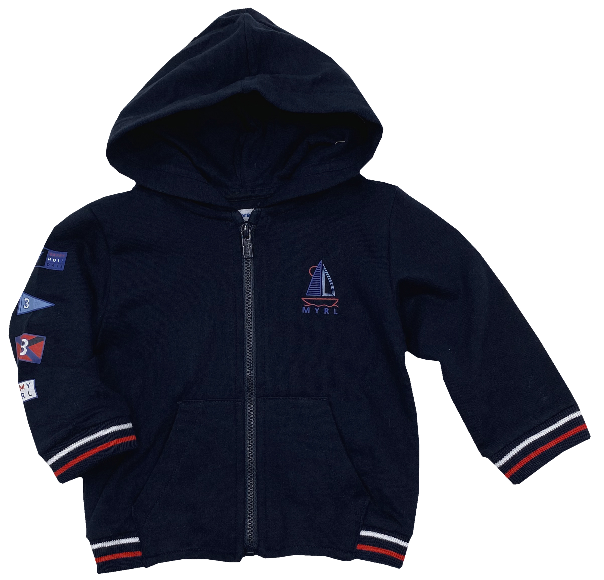 Schicke Sweatjacke mit Kapuze in Navy Blau mit Maritimen Prints von MAYORAL 1406