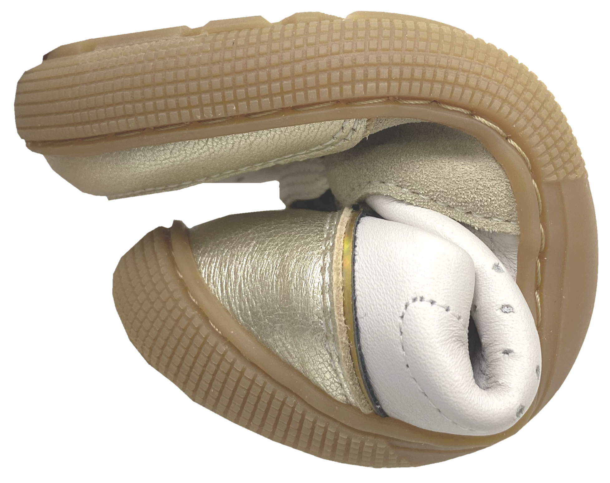 Low Top Leder Sneaker in Weiß / Gold / Beige, Zipper & Schnürung KOEL *DALI* 08M039.151