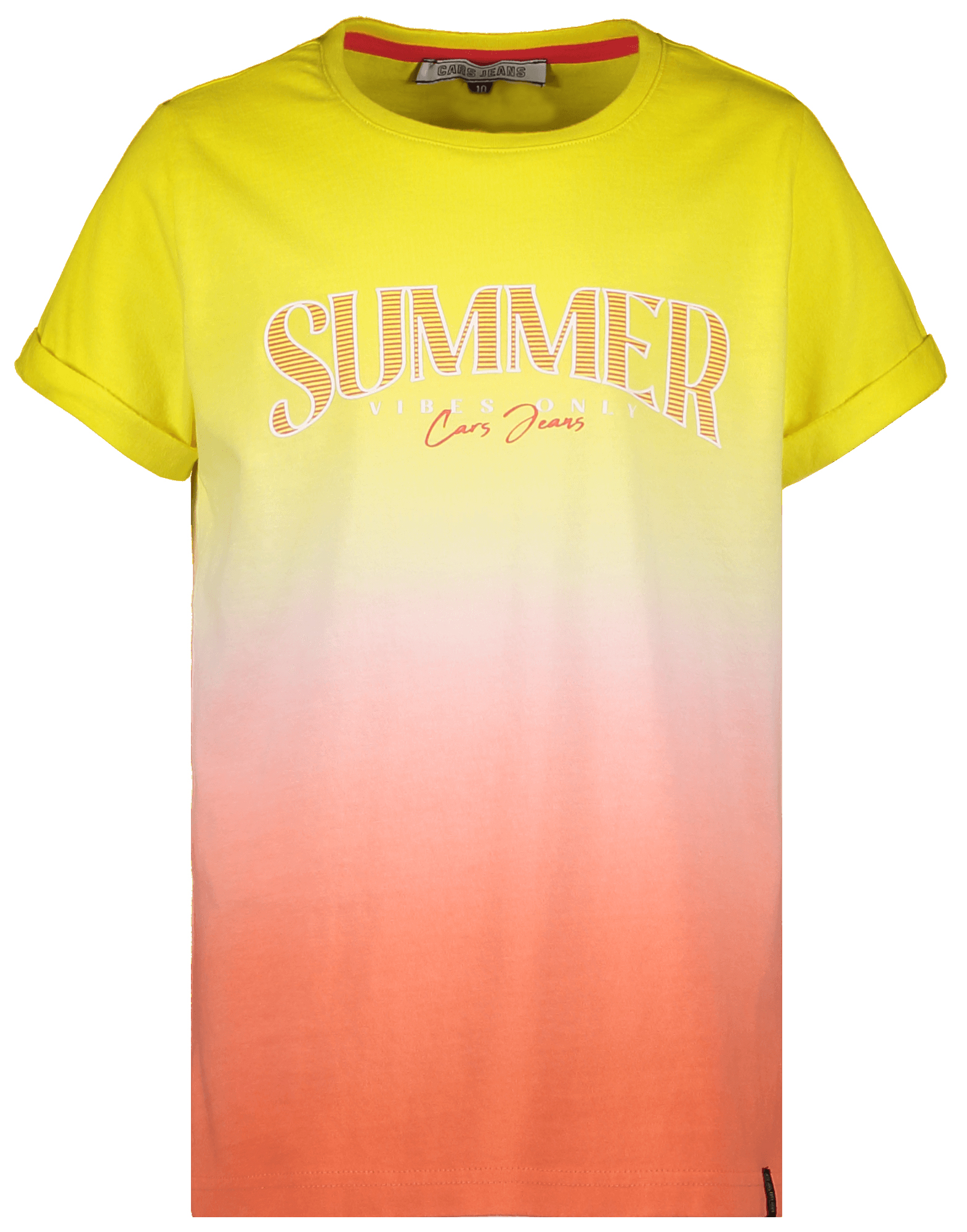 Schickes T-Shirt im Farbverlauf in Sonnengelb - Orange Summer Print von CARS Jeans 6376263