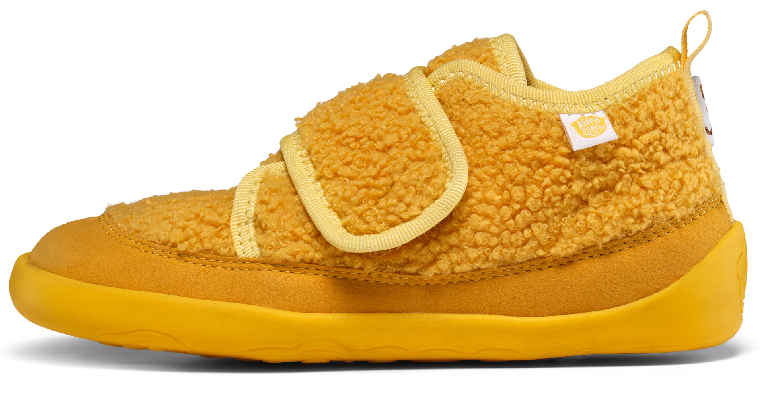 Veganer Hausschuh / Minimalschuhe aus recyceltem Fleece von AFFENZAHN * TIGER in Gelb *