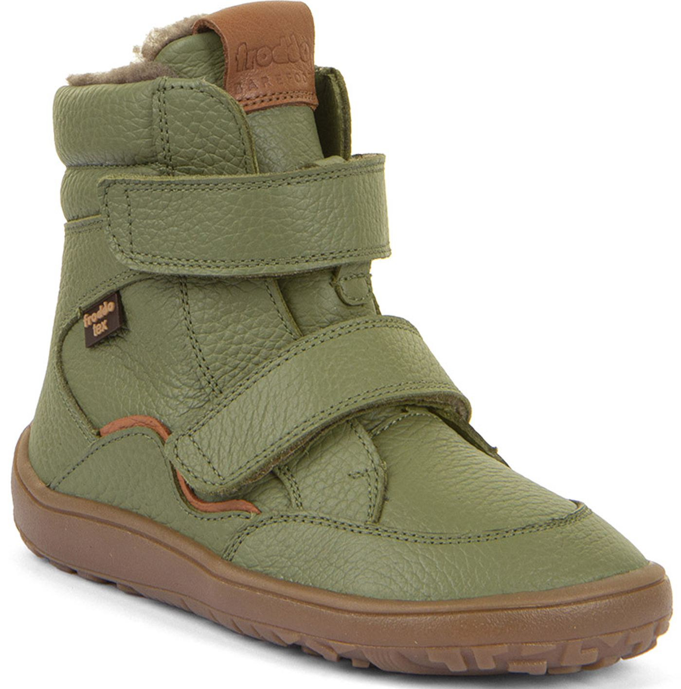 Winter Barfußstiefel Leder in Olive Schurwolle & TEX FRODDO Barefoot G3160246