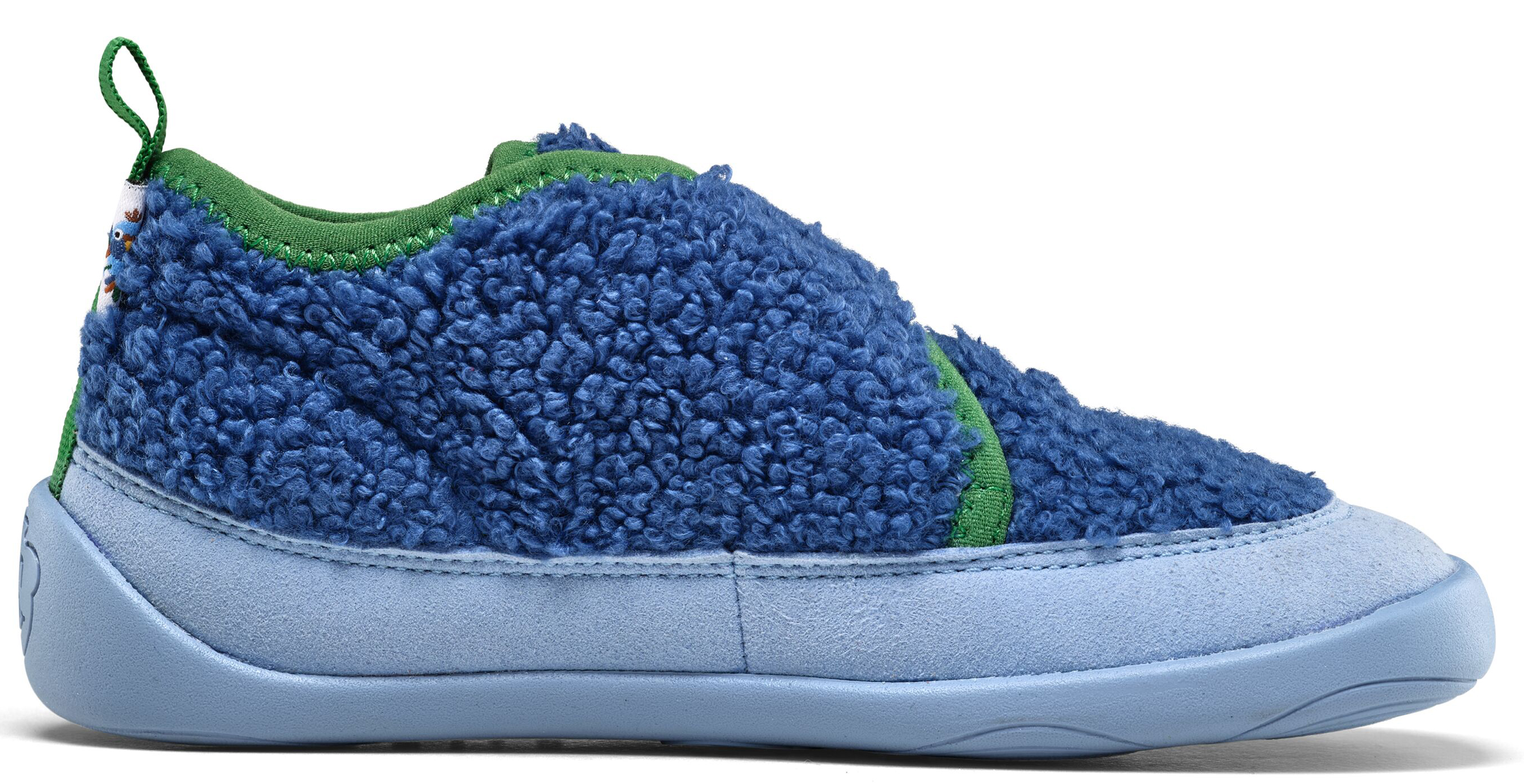 Veganer Hausschuh / Minimalschuhe aus recyceltem Fleece von AFFENZAHN * Paradiesvogel Blau*