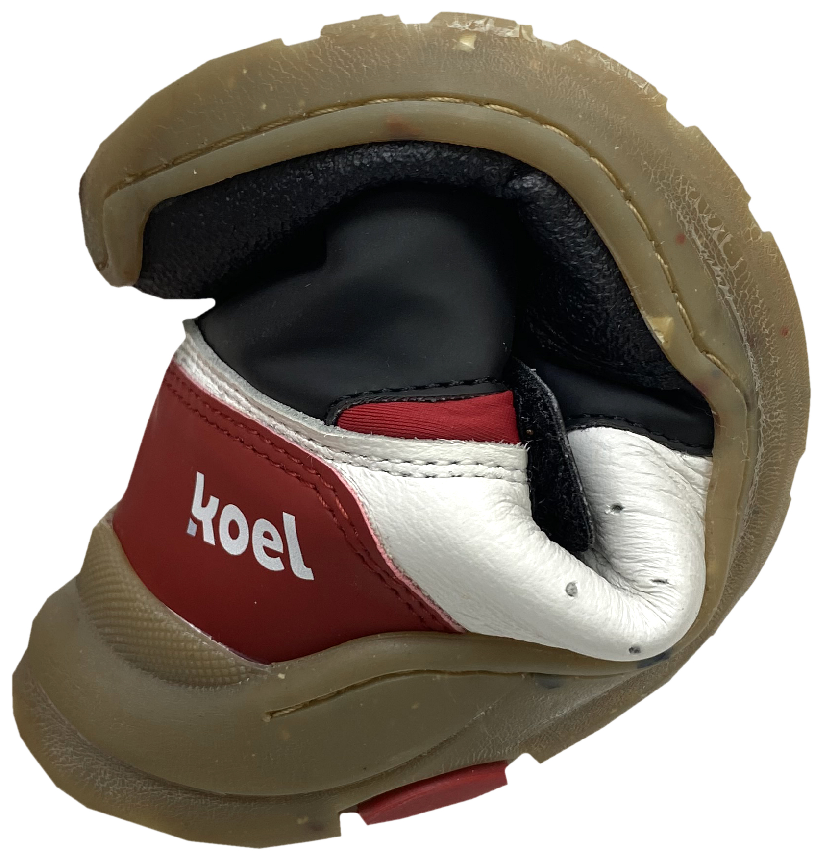 High Top Sneaker aus Leder, Zero Drop Minimalsohle von KOEL Modell SKYLAR in Weiß/ Rot