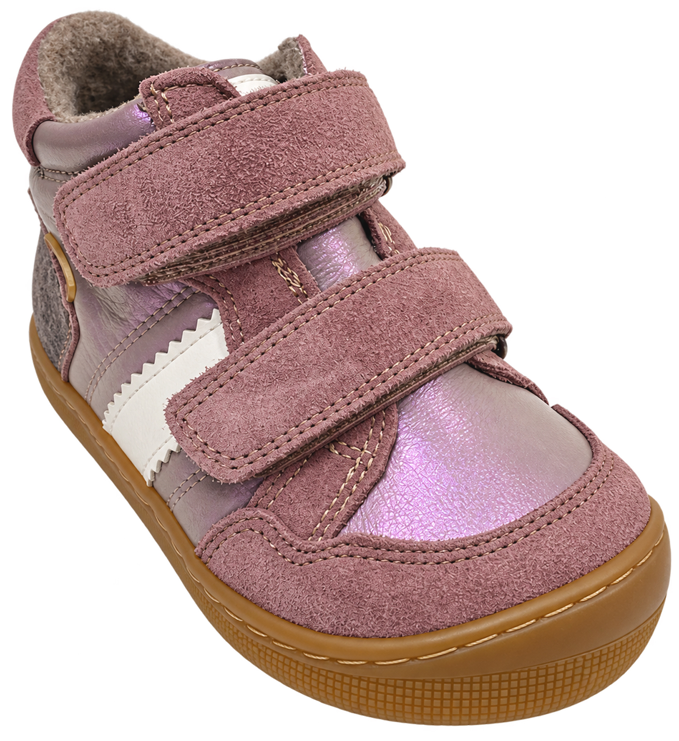 Leder Barfußschuhe Wollfleece Futter + TEX v. KOEL Barefoot *DOURO TEX * Old Pink / Altrose Glitzer 07T063.153