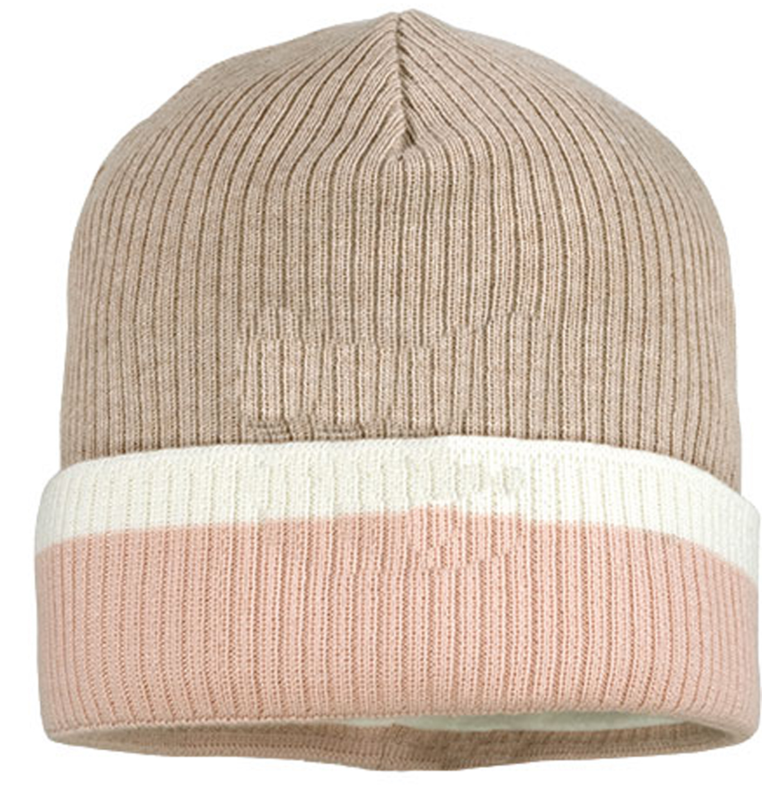 BW Rippstrickmütze mit BW Fleece Futter & breitem Umschlag in Beige / Natur Tönen MAXIMO 387100