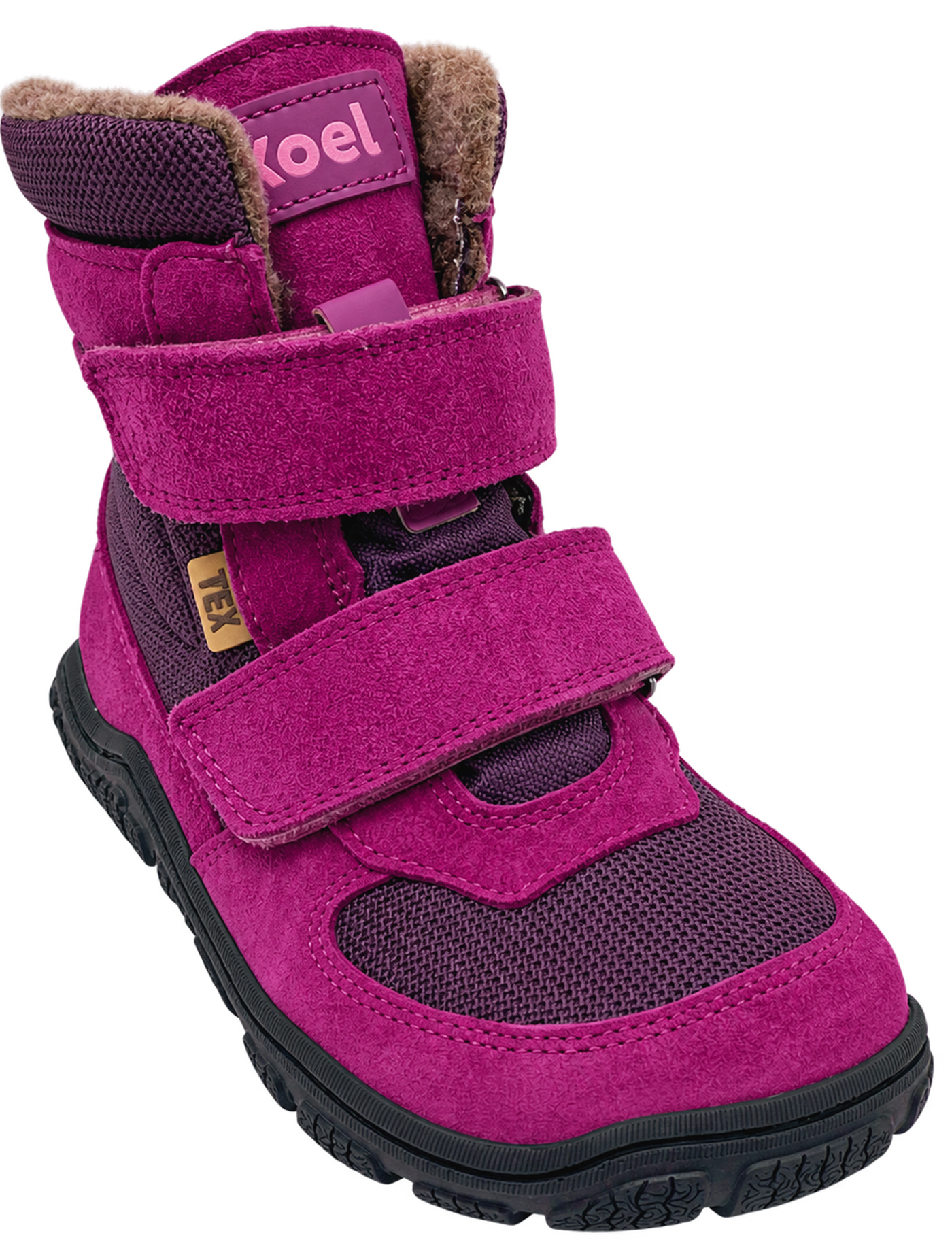 Trekking Stiefel mit Schurwollfutter / Waldkita von KOEL Barefoot * RYN Wool * Lavendel/Pink 34T014.302