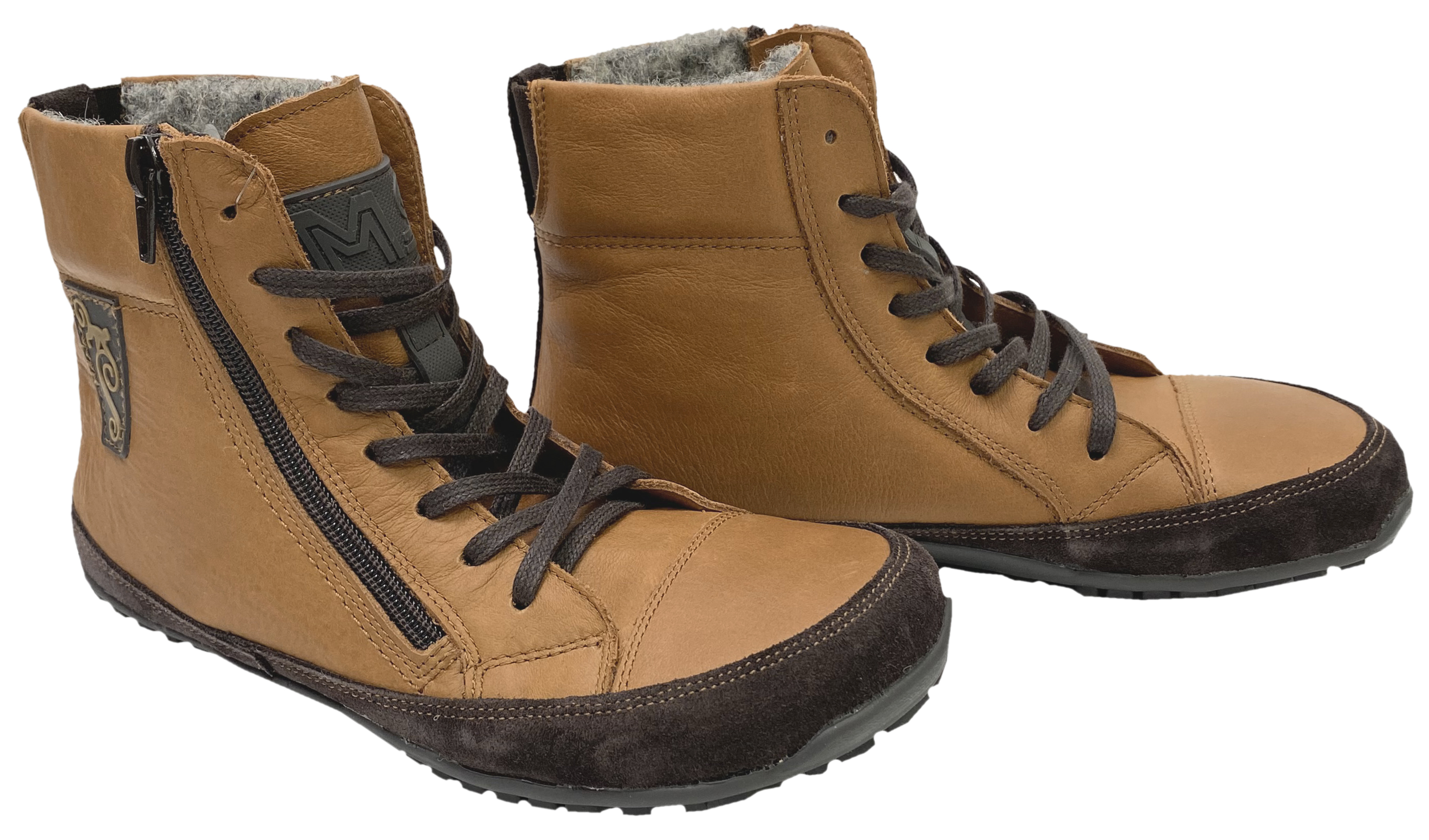 Barfußschuhe für den Winter, Premiumleder & Wollfutter ALASKAN Buffalo Carmel MAGICAL Shoes