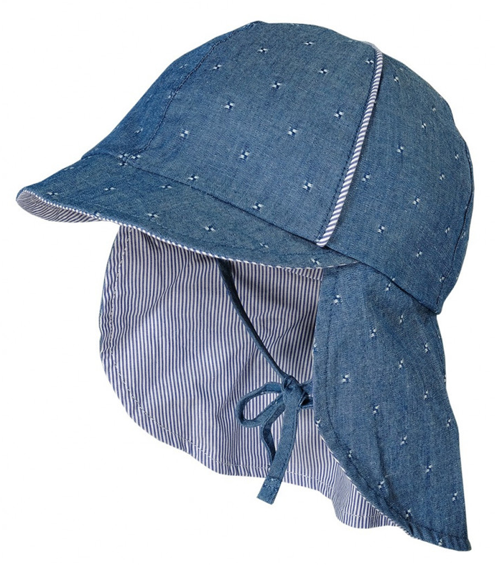 Sommermütze mit Schirm und Nackenschutz in Jeansblau 100% BW UPF 15 von MAXIMO 923400