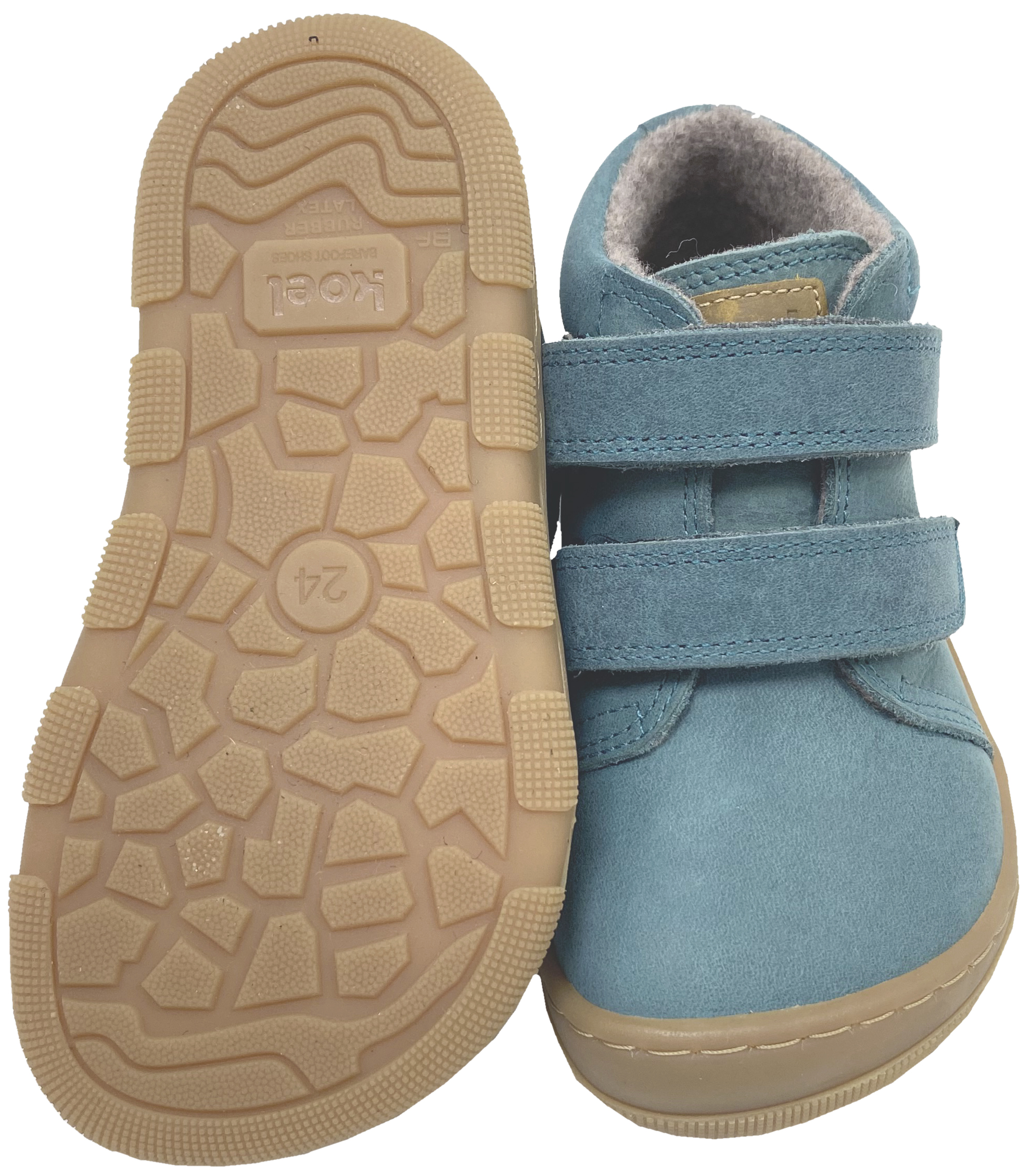 Barfußschuhe *KARI Wool Extra Wide* v. KOEL Hydro Leder+Wollfleece Futter TÜRKIS 15W002.233