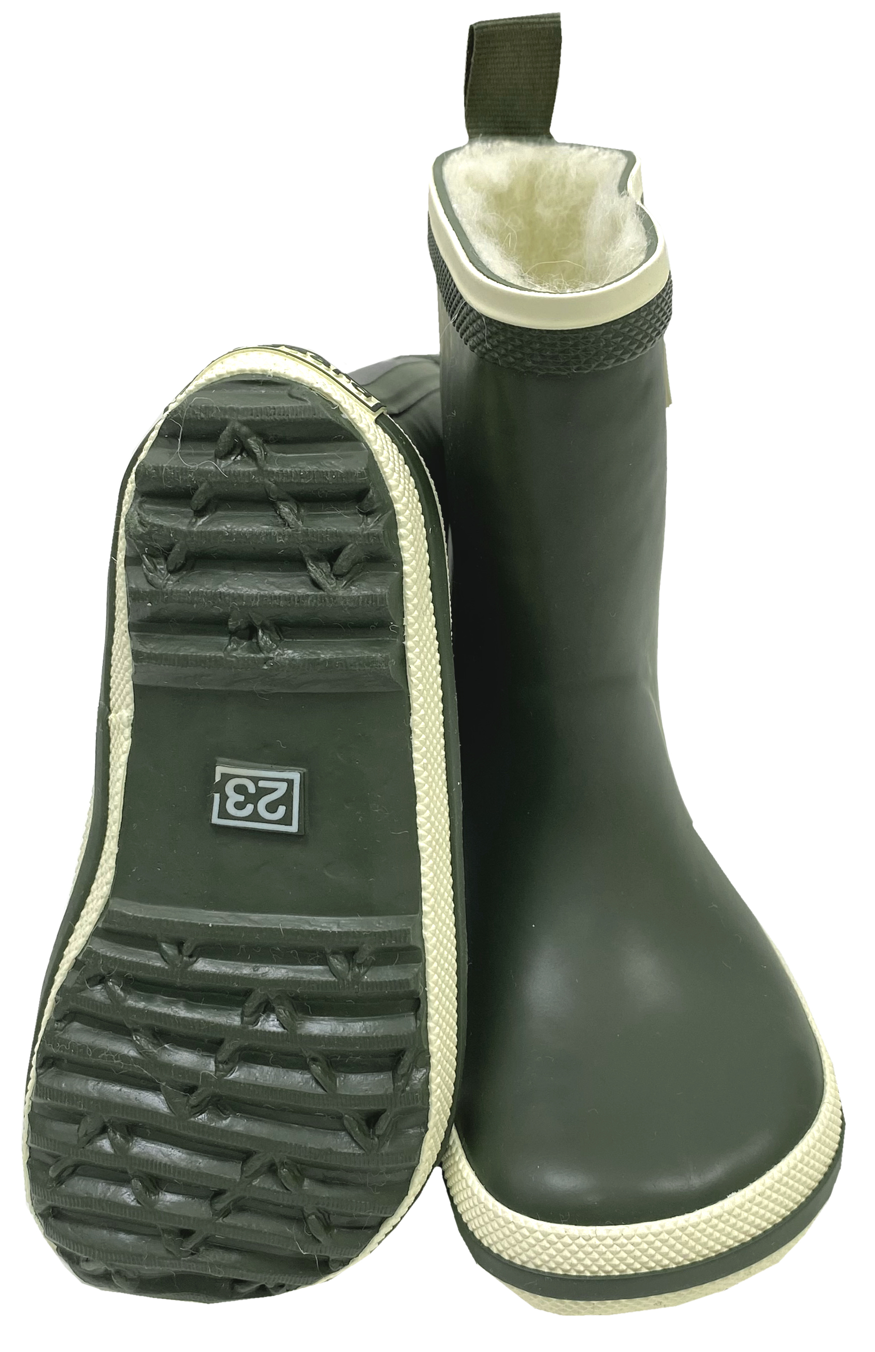 Barfuß Gummistiefel Charly High Warm, Naturgummi +Winterfutter in Army Green von BUNDGAARD