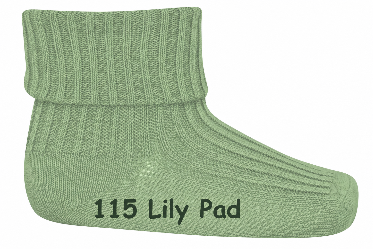 Wollsocke mit Umschlagbund aus Superwasch Soft Merino Wolle Artikel 589 in 115 Lily Pad