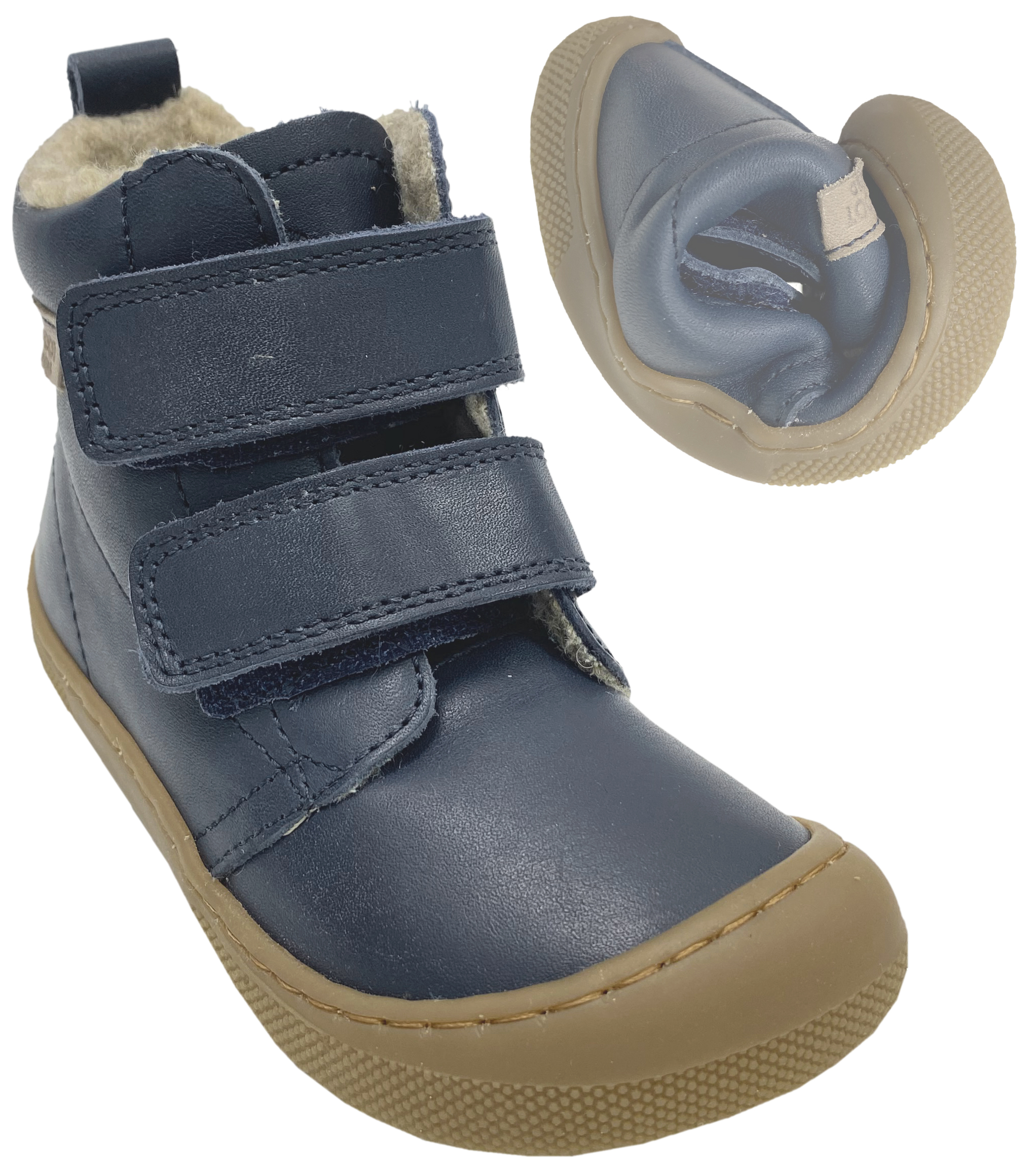 Naturino Barfuß Winterstiefel Nappa Leder *WIGGHI* m. Wollfutter in Navy