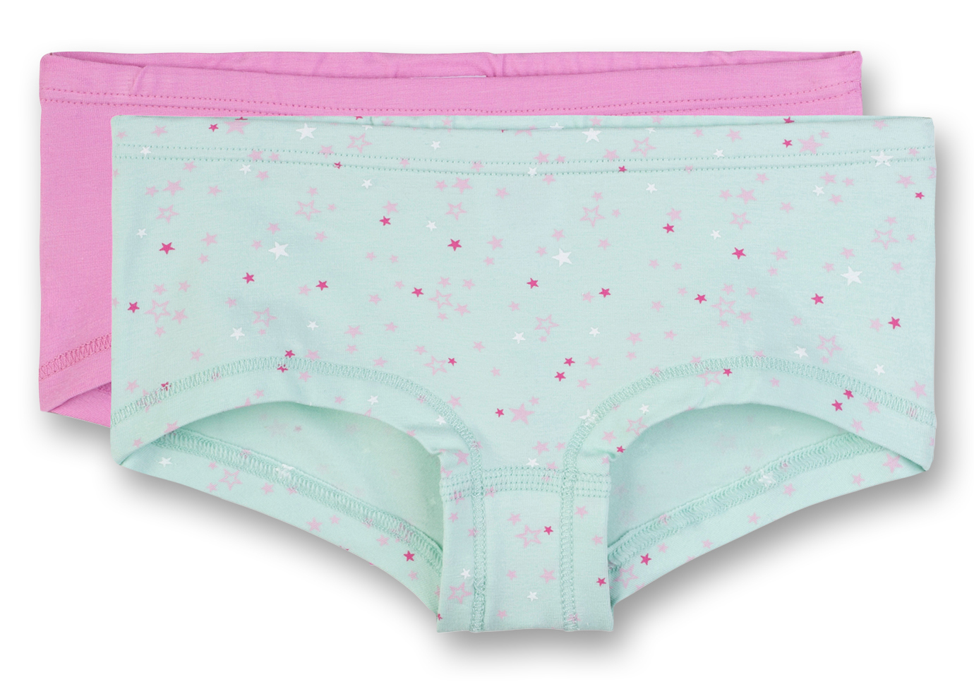 Mädchen Slip 's / Cutbrief Doppelpack  in Pink Uni & Mint mit Sternen AOP von SANETTA 334098