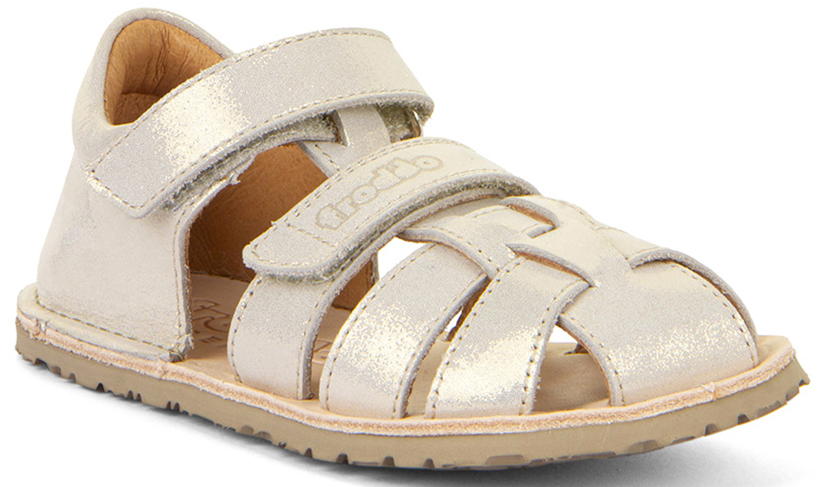 Leder Barfußsandalen, Fersenschutz & Zehenschutz Gold Glitzer von FRODDO Flexy G3150283
