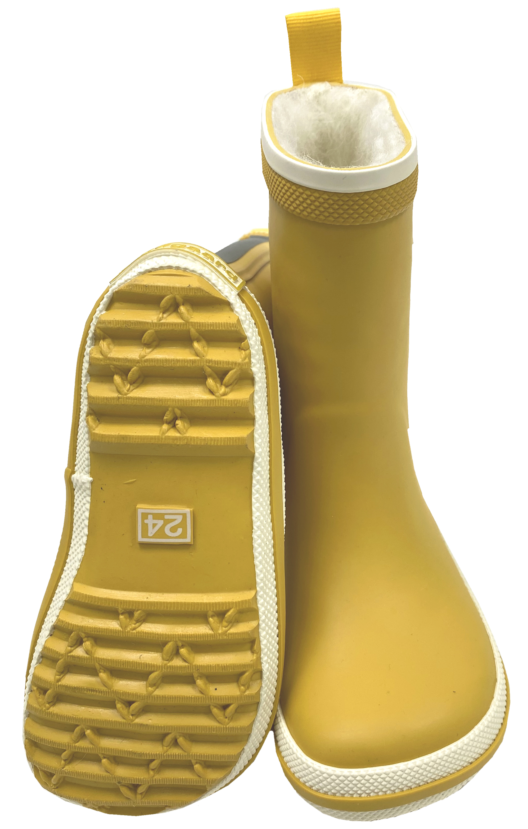 Barfuß Gummistiefel Charly High Warm, Naturgummi +Winterfutter in Curry Gelb von BUNDGAARD
