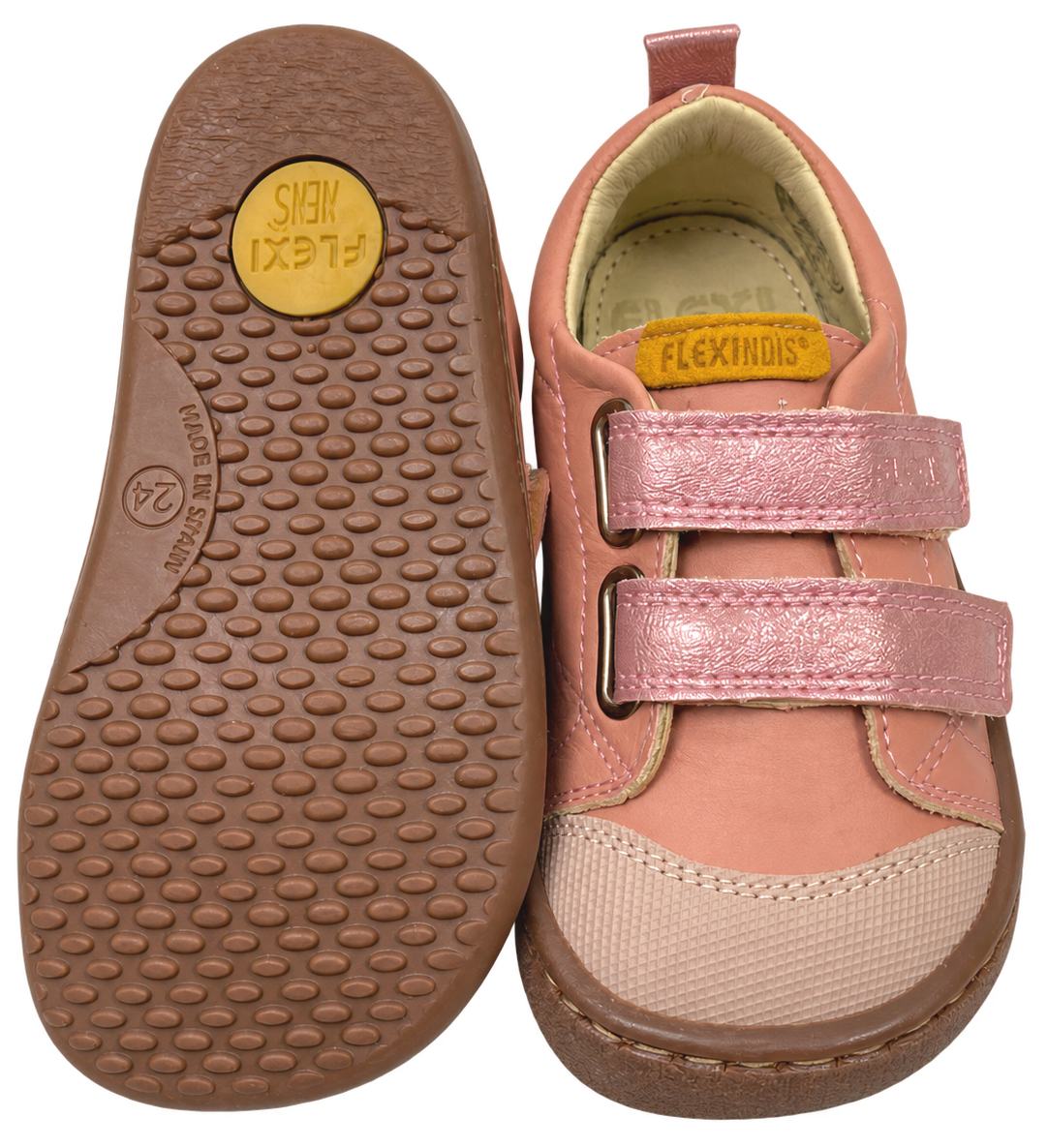 Leder Sneaker / Barfußschuhe von FLEXI NENS in Rosa Nude / Apricot Glitzer 9000-R